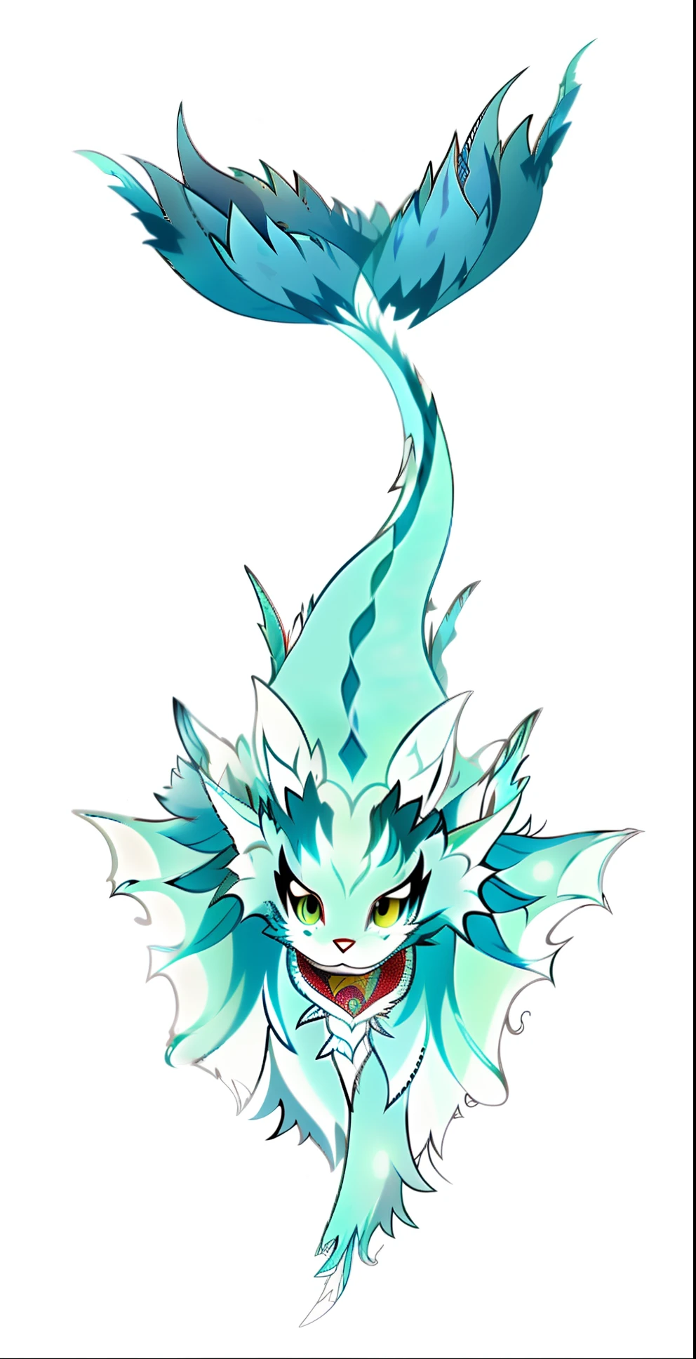 Blue and white dragon diagram with long tail, water demon, well designed female dragon head, but as an anthropomorphic dragon, serpentine water monster, water dragon, dragon-shaped human, Anime monster girl, tensei shitara slime datta ken, blue eyes white dragon, as an anthropomorphic dragon, Frost Dragon