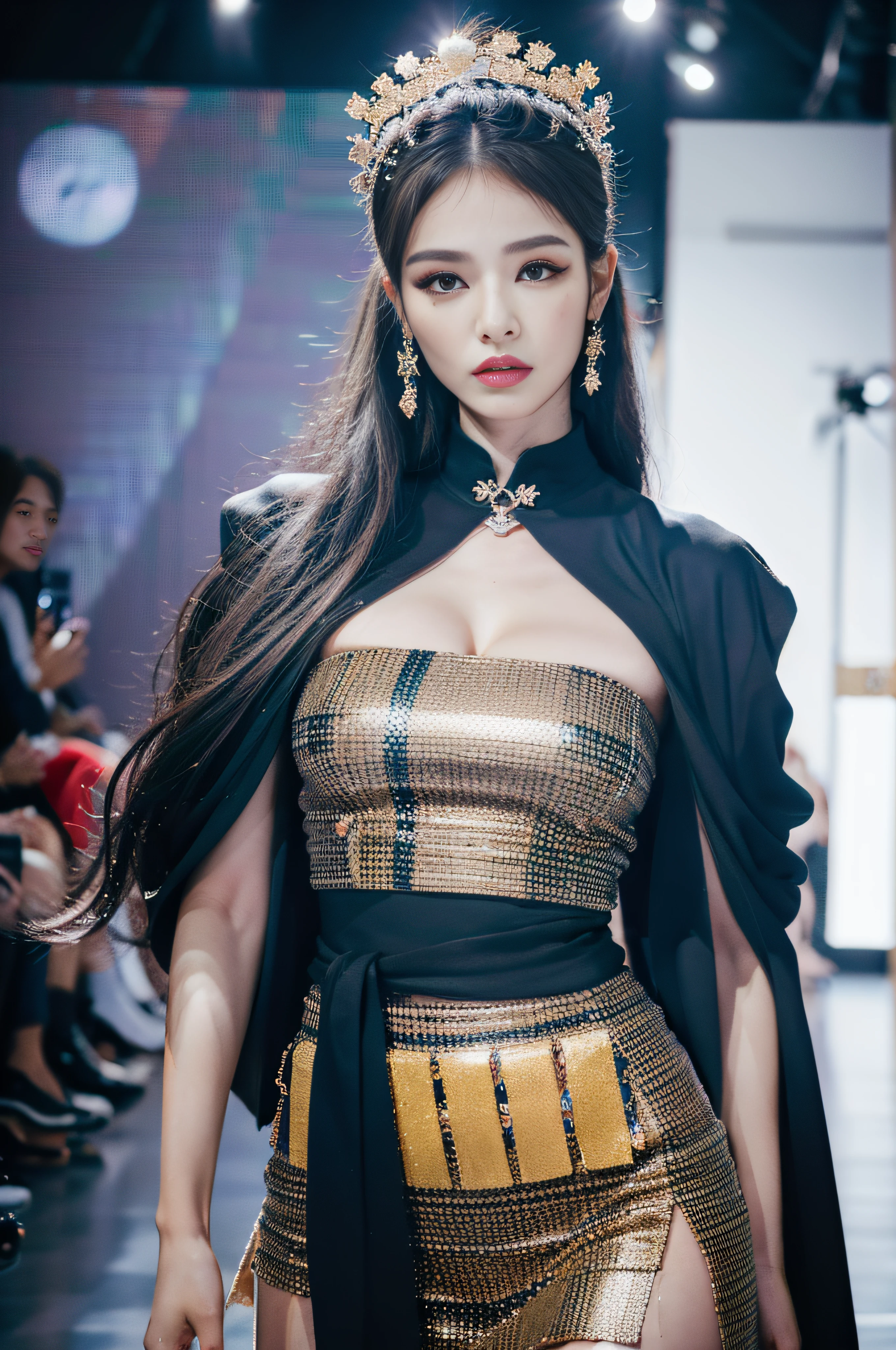 ((Melhor qualidade, 8k, Masterpiece :1.3)), crazy fashion editorial photography, awesome Seoul Fashion Week runway show,  awesome creative clothing design, Trending in instagram, photo shoot, 8k.