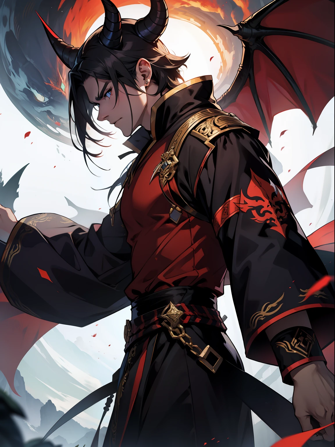 demon realm,a person,Douluo costume,Fierce,