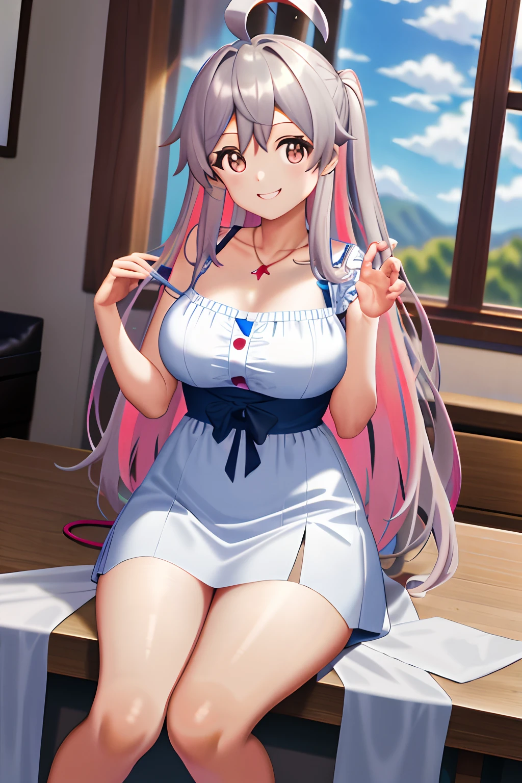 tmasterpiece,Best quality,high light,ssmile,smallunderboob,short stature,Dull hair stands up,