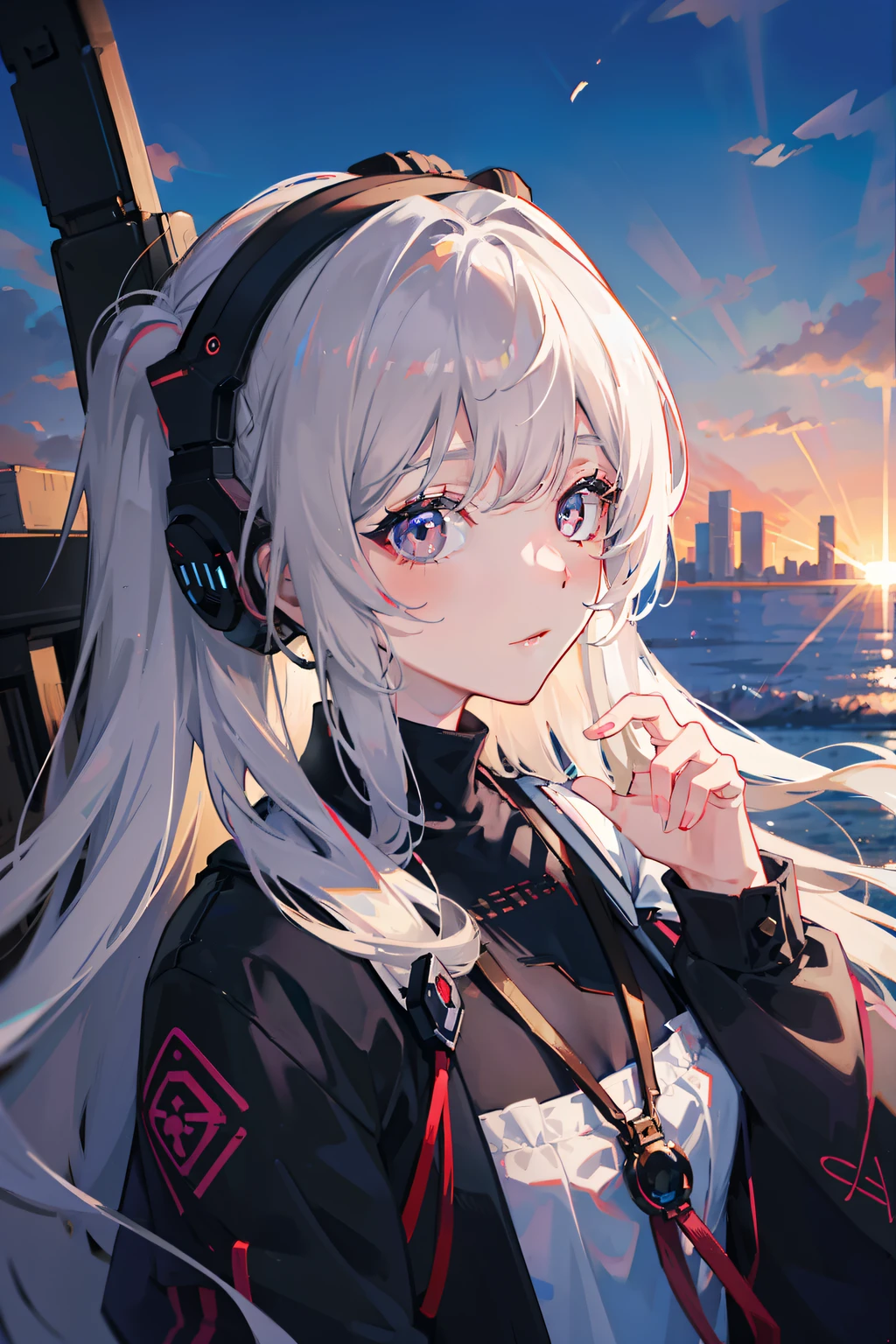 (nvinkpunk: 1.2) (SNTHWVE Style:0.8) Silvia、Lightwave、sunset、Intricate and elaborate design