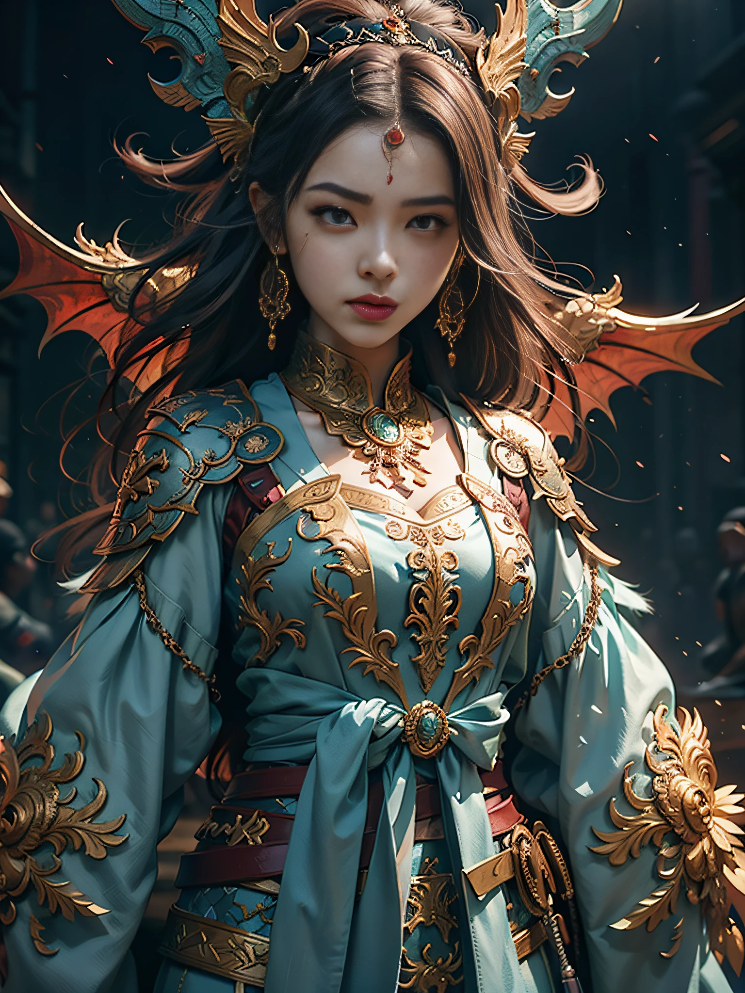 Anime - a style illustration of a woman with a dragon and a sword, the dragon girl portrait, Artgerm and Ruan Jia, Ruan Jia and Artgerm, Dragon girl, Epic fantasy digital art style, 2. 5 D CGI anime fantasy artwork, Detailed digital 2D fantasy art, author:ruanjia、stanely artgerm