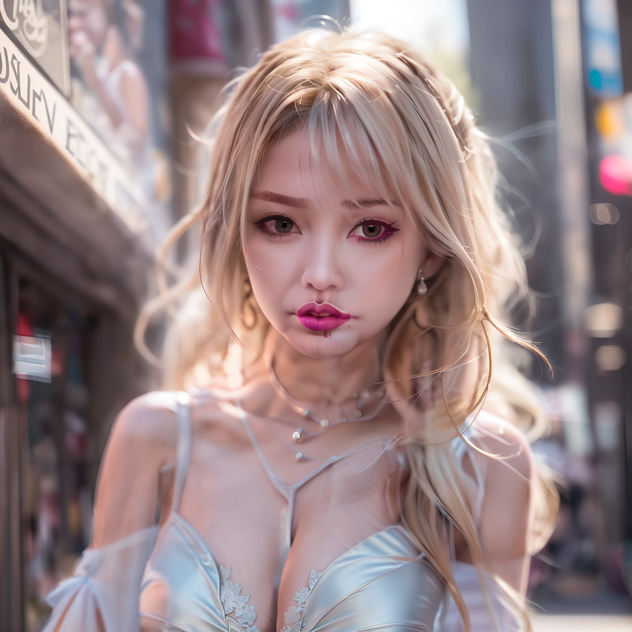 (masterpiece), (top-quality), (top-quality), masterpiece, retinas, Anatomically correct, Textured skin, Super Detail, high details, High quality, awardwinning, Best Quality, hight resolution, ultra wide-angle, looking in camera, Lots of details, Detailed drawing, milky skin, Soft and soft skin, 真实感, realisitic, beautiful countenance, face perfect, Symmetrical face, Proportional body, randome pose, (8K, Raw photography, top-quality, masterpiece: 1.45), (realisitic, Photorealsitic: 1.37), one girls, cute little, A city scape, natta, Sateen, Wetty, profetional lighting, photon maping, Radio City, physically-based renderingt, Gradient black hair, white hair, short curly hair, a handsome, girl with, (Deep V Neckline Lip Dress:1.9), Top Quality Photos, hight resolution, 1080p, (clearface), (Detailed face description), (Detailed hand description), (masterpiece), (Exquisite CG), extreme light and shadows、dishevled hair、master work、abundant detail、(Fine facial features)、(top quality photo)、(masuter piece)、(A detailed eye)、Look in front of you、Fine clavicle、((Colossal tits))
