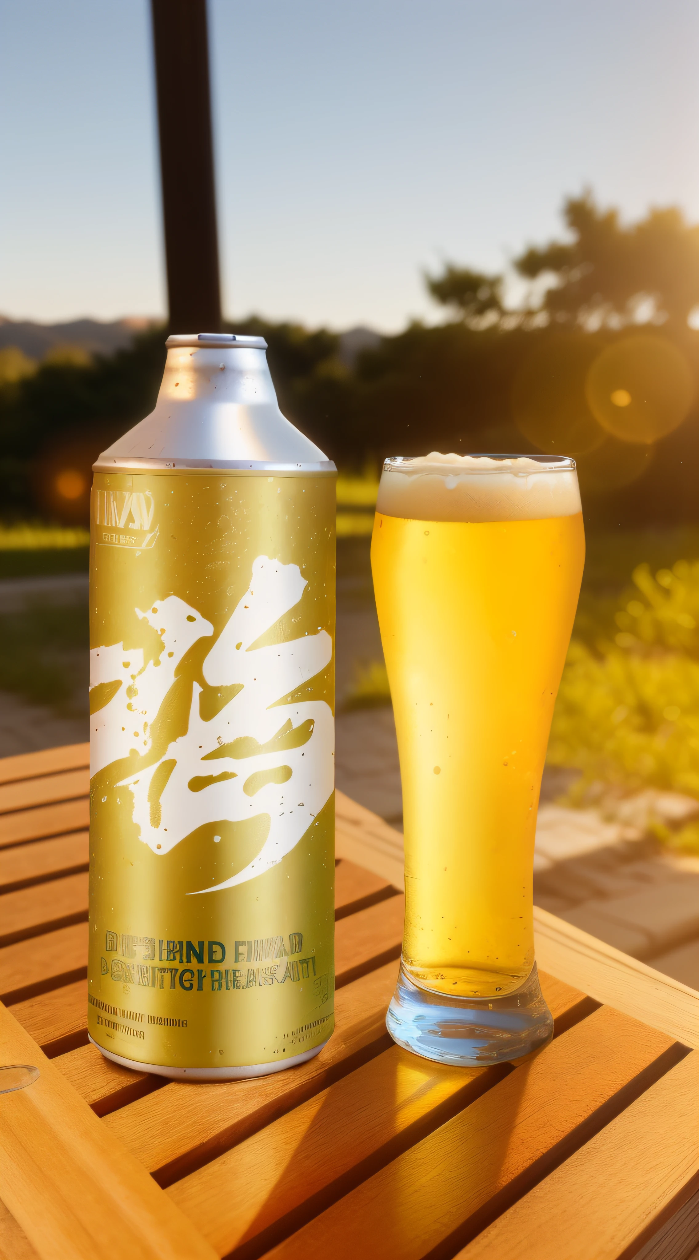 There was a can of beer and a glass on the table, Piva, perfect crisp sunlight, rendering,k hd