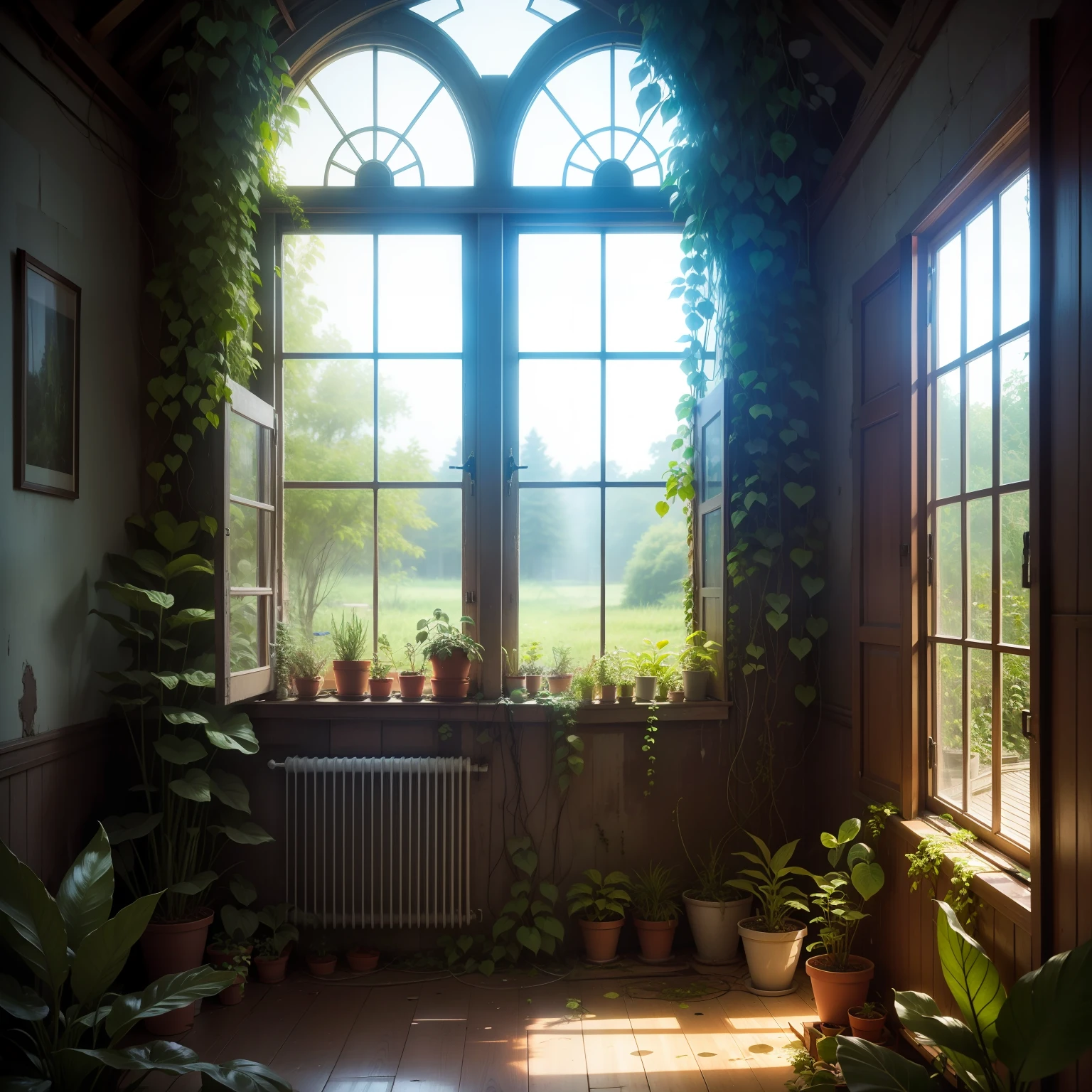 photore，A room full of plants and many windows（Overgrown style：1）