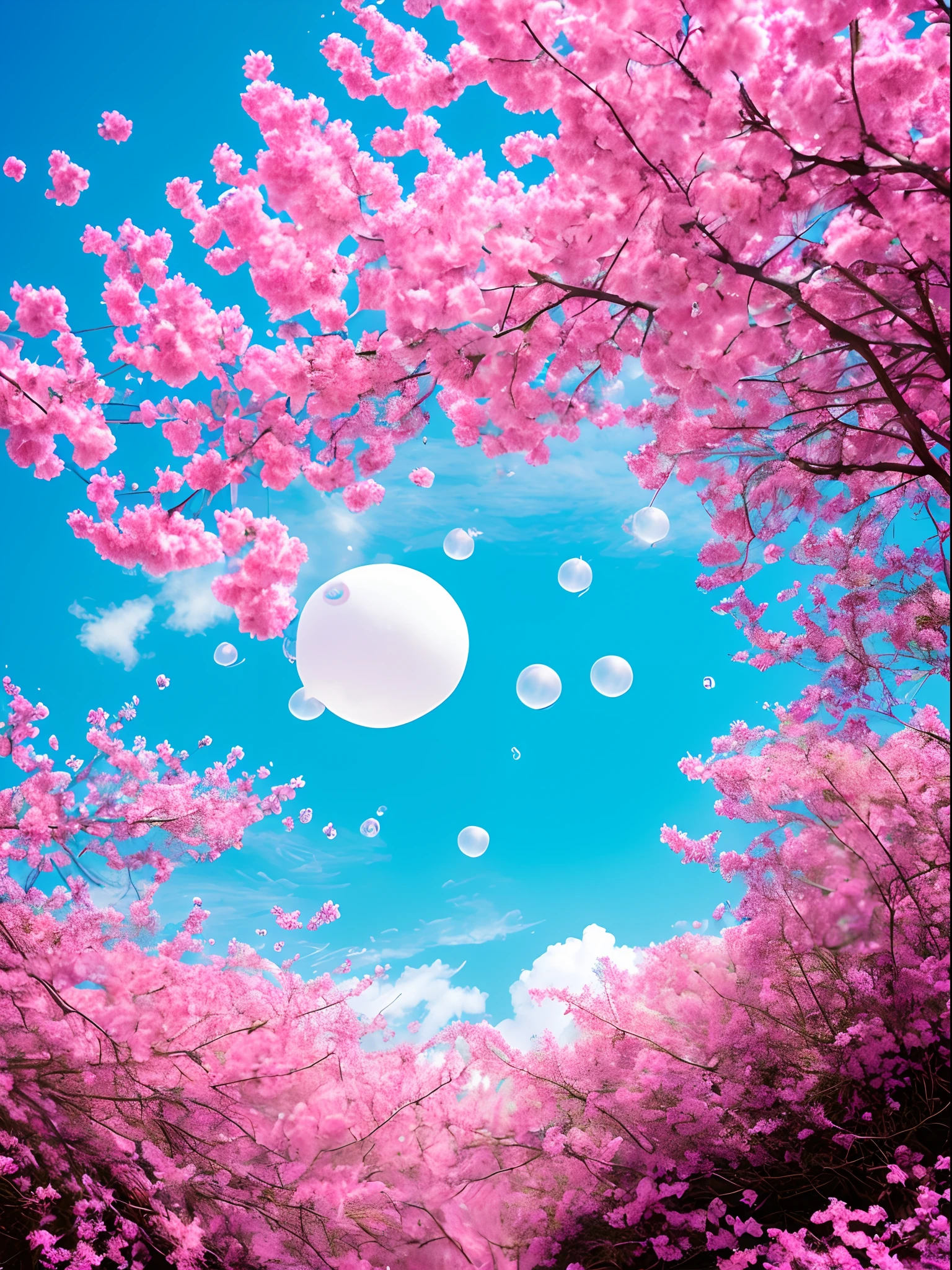 Pink bubble ocean