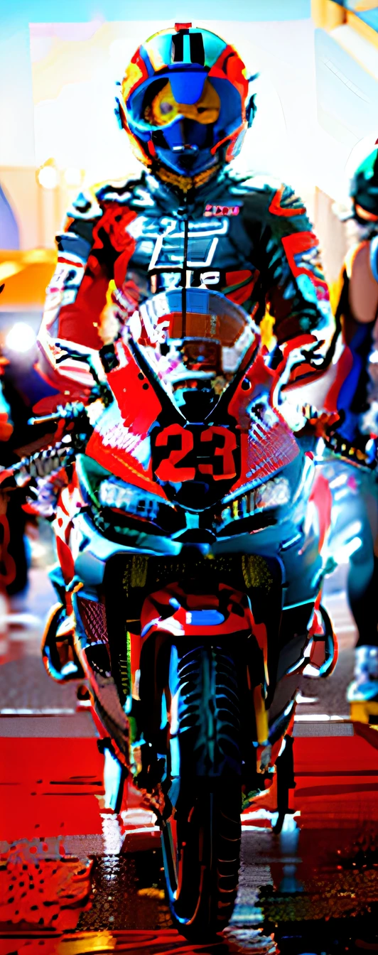 frontshot, Good face, racing, akira motorcycle, Honda RC 2 1 3, the motorcycle, frontage, one motorbike in center of frame, huge ducati panigrale motorbike, front profile!!!!, Clear detail, frontage, tight shot, david marquez