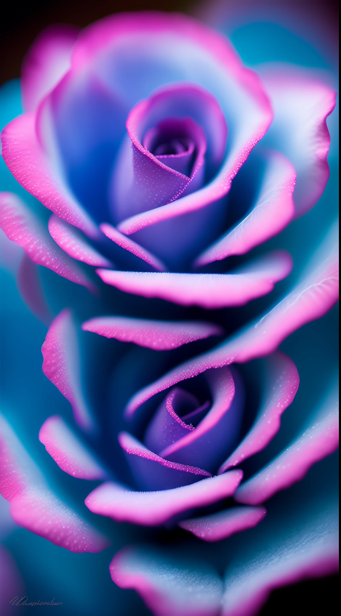 DreamShaper:3.2, Photography, BotanicalUSA, style of Paul Barson, fluffy  rose, blue cloudy background, macro