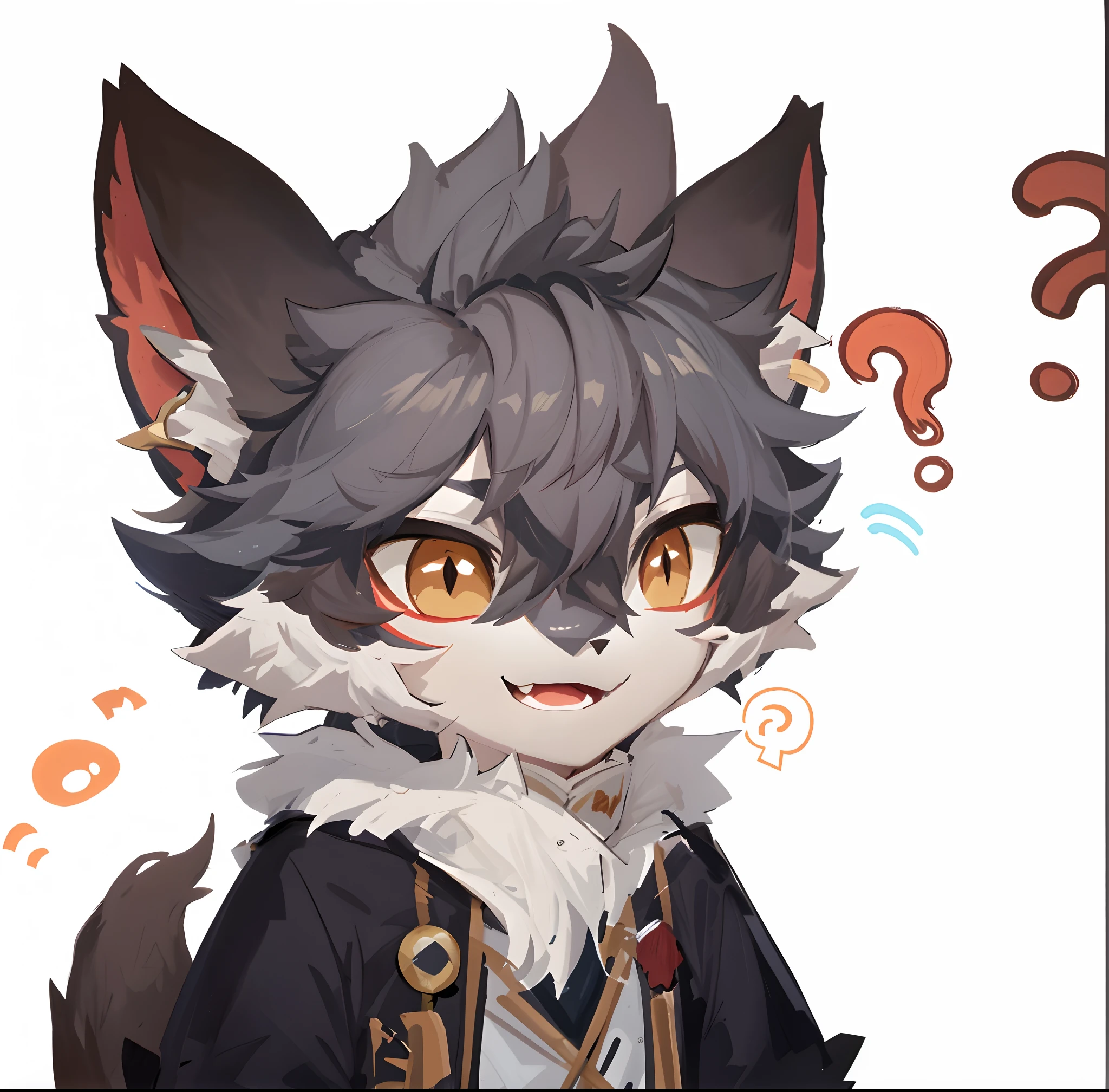 Anime characters with question marks and suits on their faces, cunning expression, no type, mixture between an! owl and wolf, From Arknights, Genshin, portrait of an anthro fox, furry character portrait, Sora as a cat, cunning expression, trending on artstation pixiv, Detailed fanart, fursona art, Keqing from Genshin Impact