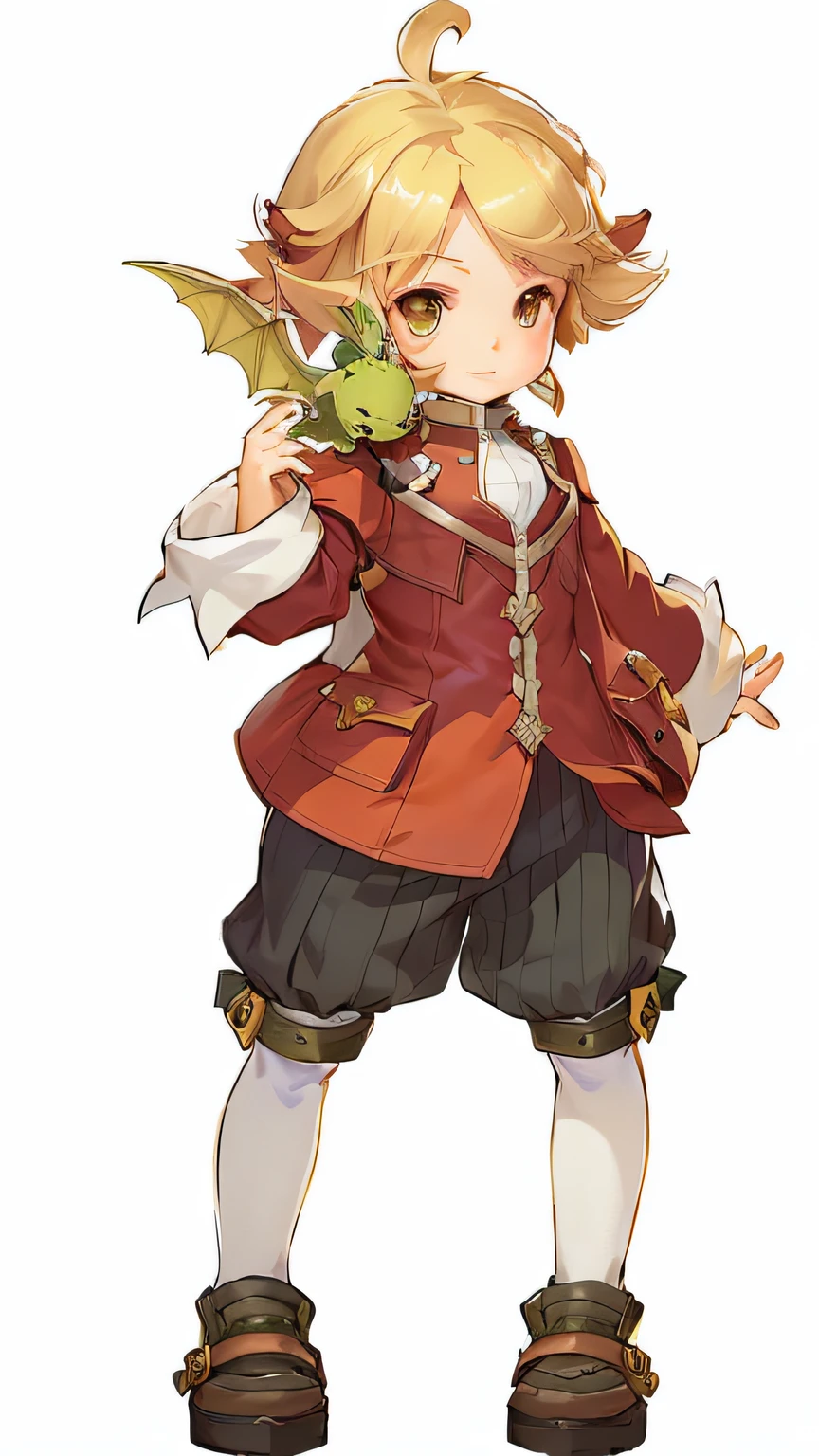 Cartoon image of a girl with a dragon on her shoulder, final fantasy tactics character, art style of rune factory 5, character art of maple story, ( ( concept art of character ) ), jrpg character art, official character art, offcial art, lalafell, girl, Female protagonist 👀 :8, jrpg character, made in rpg maker