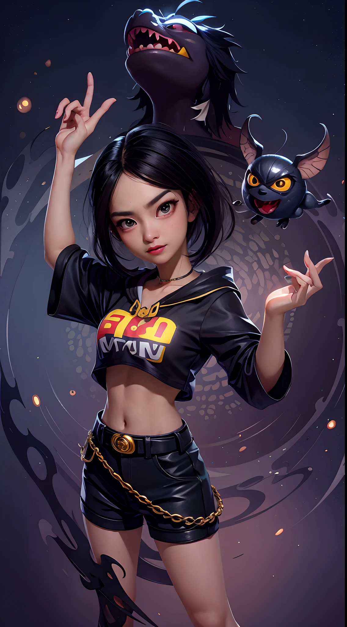 a big breast chinese girl,largeeyes,Black hair,Disney Pixar style,3D,Blind box characters,hyper HD,High picture quality,hdr