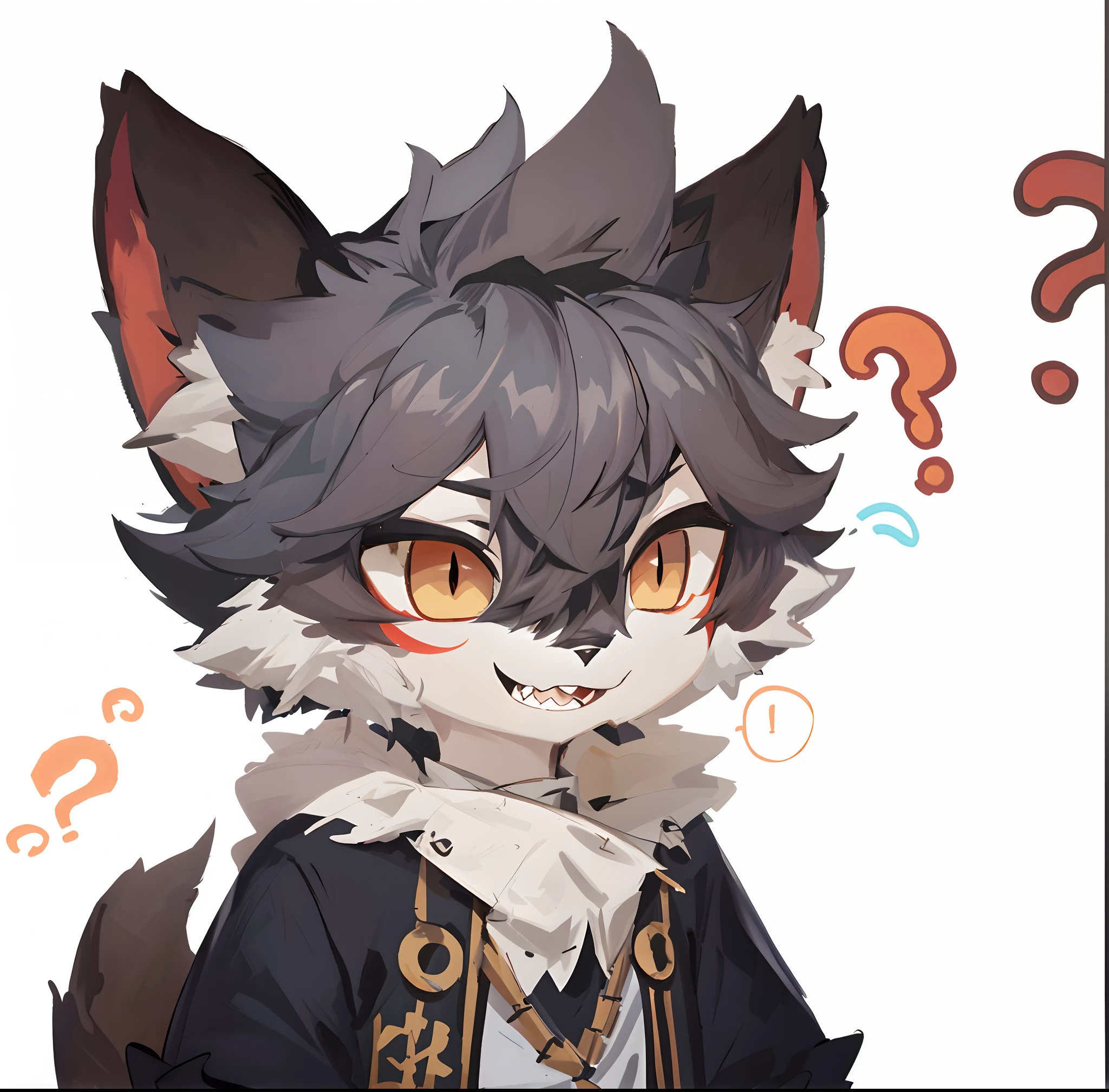 Anime characters with question marks and suits on their faces, cunning expression, no type, mixture between an! owl and wolf, From Arknights, Genshin, portrait of an anthro fox, furry character portrait, Sora as a cat, cunning expression, trending on artstation pixiv, Detailed fanart, fursona art, Keqing from Genshin Impact