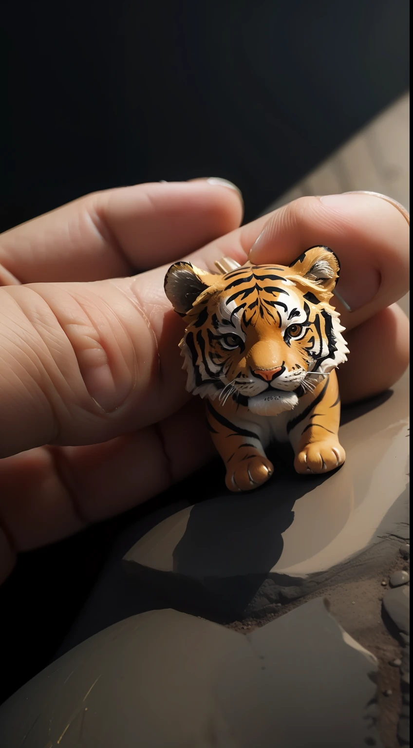 masterpiece, best quality, A super tiny mini tiger on a coin. photo real,classic composition,masterpiece,exquisite,color correction,amazing visual effects,crazy details,intricate details,sharp focus,HD,8k