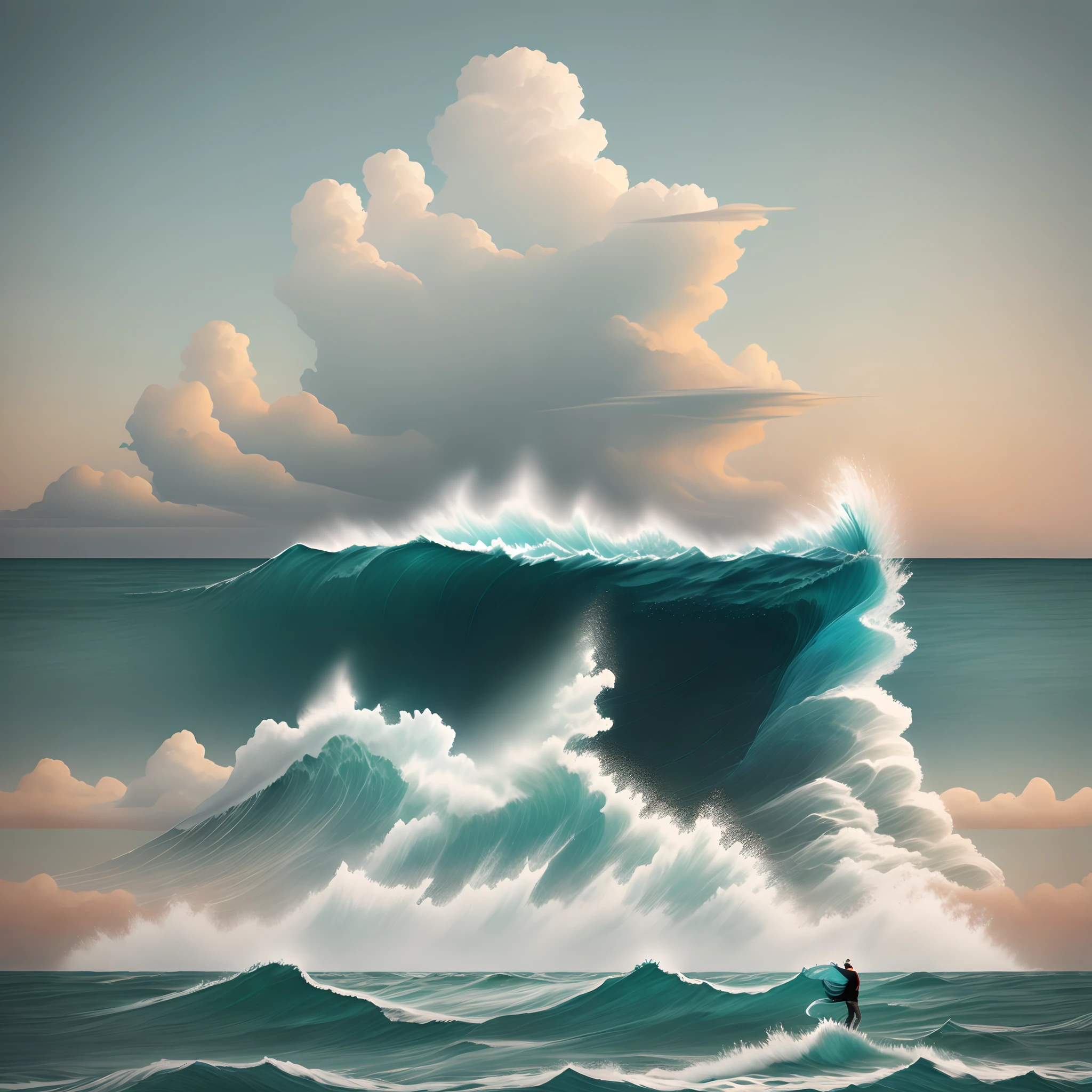 The sea breeze blows past a person standing by the sea