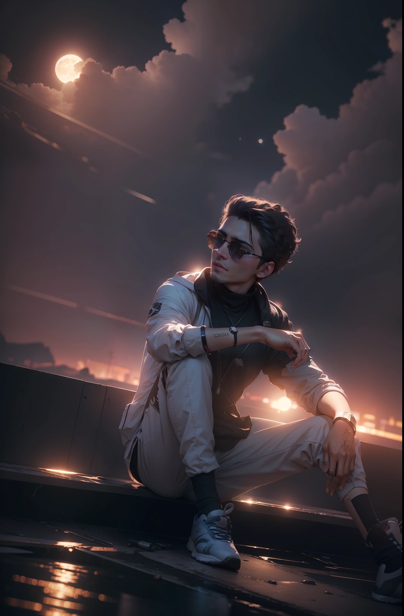 original photo cayberpunk,4k, high quality,moon light
