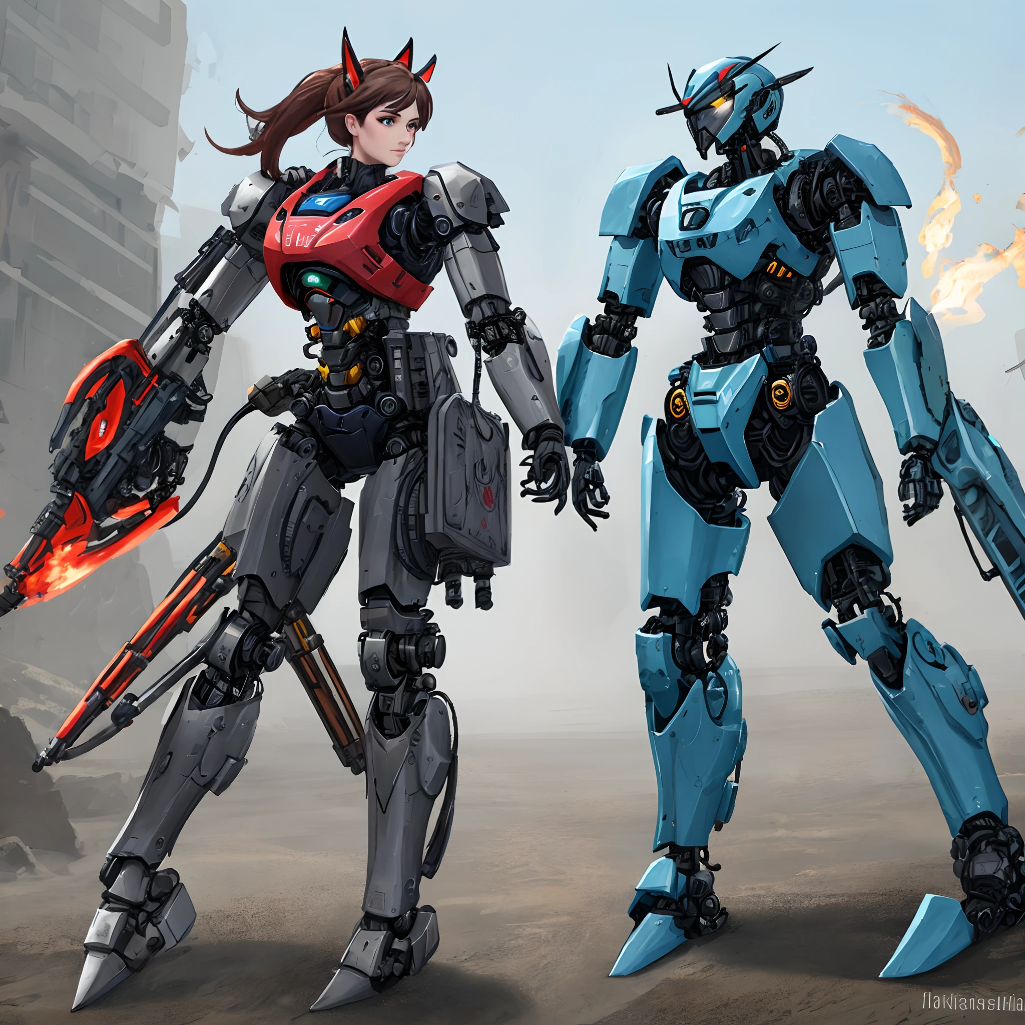 Feminine mech battles