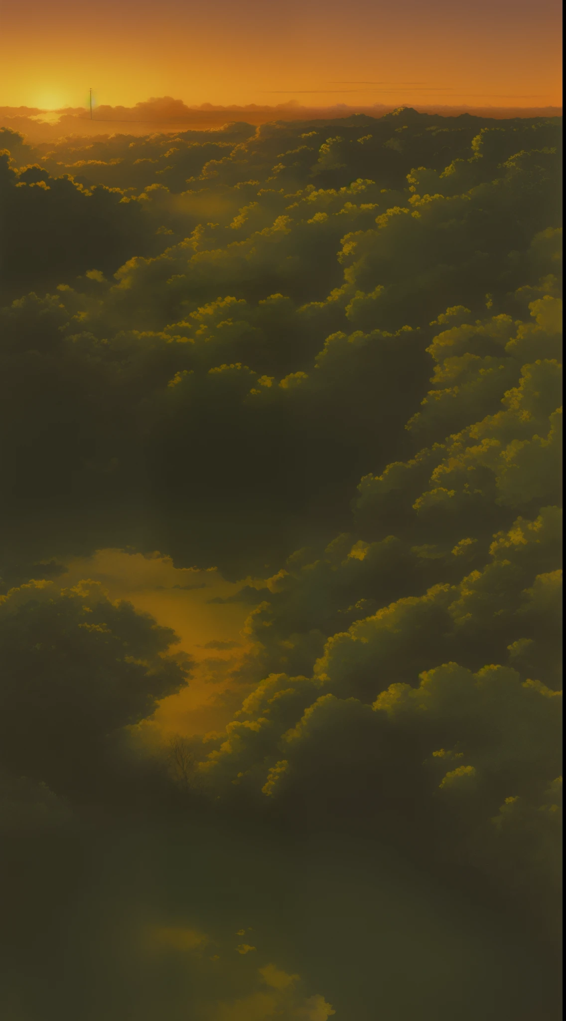 sunset plantation atmosphere behind the house, sunset, evening light, aesthetic, cinematic