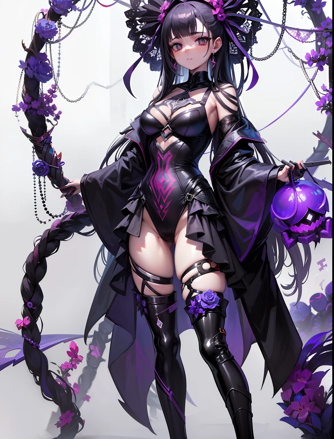 name: Arachnea
* name: Arachnea
* age: Unknown
* stature: 175 cm
* Weight: Unknown
* 3 sizes: B85 W60 H88
* Hair color: Black
* Eye color: red
features:
She *With purple kimono、Wears a black bodysuit that combines elements of Japan and cyberpunk. She is decorated with a cobweb pattern and metal plates and wire. She is a female villain with a seductive and sophisticated appearance.
She *There are spider eyes on her forehead, She can wield powerful hypnotic spells.
*Her yarn has special powers, Eta、This thread can contain superheroine superpowers, Neutralize them.
*Her costume also affects the psyche of the wearer, composed々Brainwashing to. We create costumes with original designs that match the personality of the superheroine., But、It is a design that emphasizes that their personality is stained with evil..
* Specializes in psychiatry, trapping, And catch the superheroine.
arma:
* mechanism: With buttons and levers々A spider sword that can activate functions. For example, Blades can be poisoned, Threads can be drained, Can be electrocuted.
* Master Spider Drone and Cobweb Hacking Tool.
* Widow bite A small spider can bite and inject poison into the enemy. You can also use strings to restrain your opponents.
*Autumn envelope dress up allows her to work her magic with outfits and accessories. This spell is Xu々Brainwashes the wearer's mind to, Eventually allow it to fall under the control of the spider. She gave the superheroine original costumes and accessories designed by her.、Complete her brainwashing process by making them wear them.
personality:
* Contrary to his sophisticated appearance, Cold and calculating personality.
* The goal is to brainwash the superheroine.、It's about operating it the way you want.
* Always stay calm and plan your actions thoroughly.
interesting: Chess, Writing a novel (Mystery and horror theme), Design clothes, See brainwashed superheroines