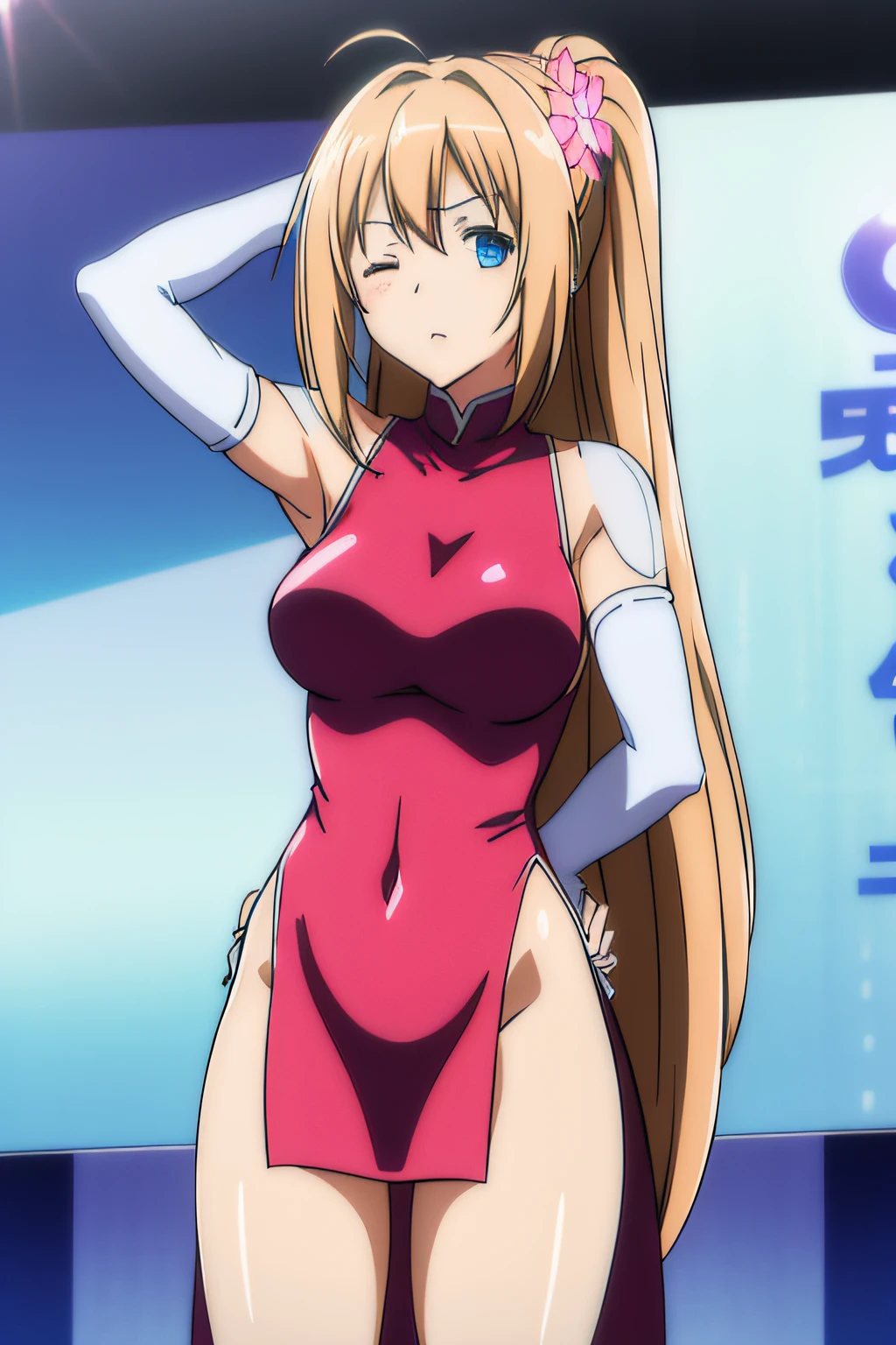(((Best quality))), ((Ultra-detailed)), ((illustration)), ((Disheveled hair)), ((frilld)), (1 girl), (Solo),on cheongsam,eye closeds,Kiss,