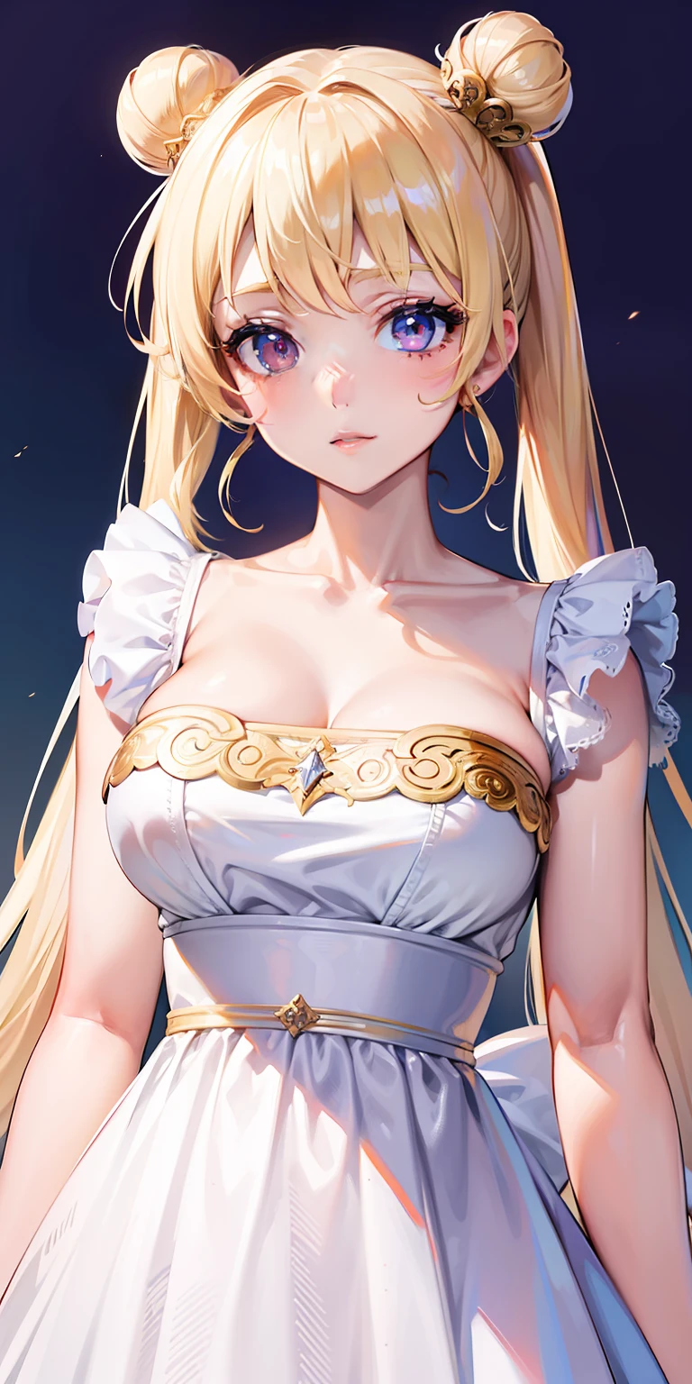 SMUsagiTsukino, large_breasts, standing, solo, masterpiece, best quality, detailed face, detailed eyes, highres, masterpiece, best quality, detailed face, detailed eyes, highres, SMPrincessOutfit