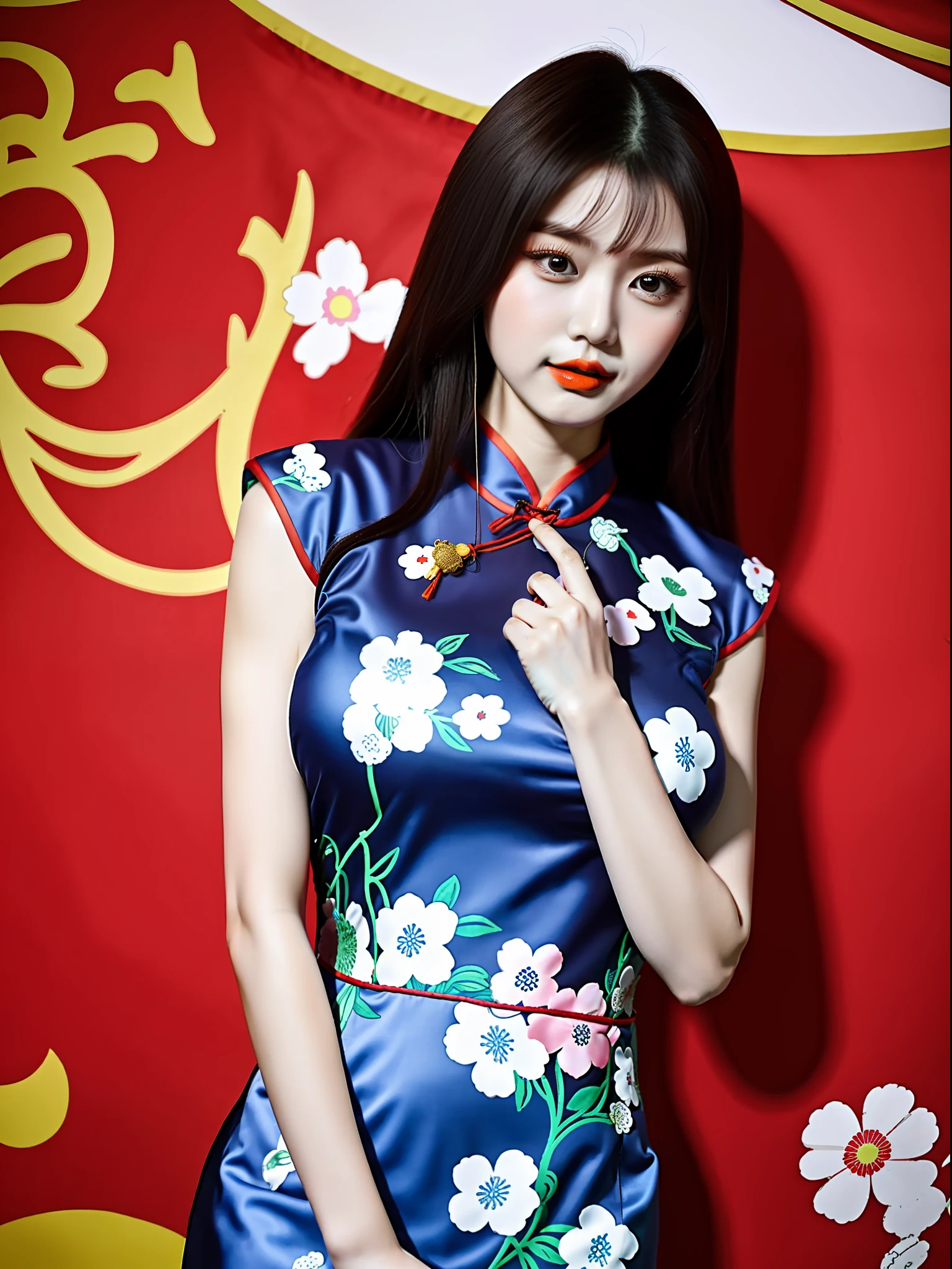 1个Giant Breast Girl，Chinese style cheongsam