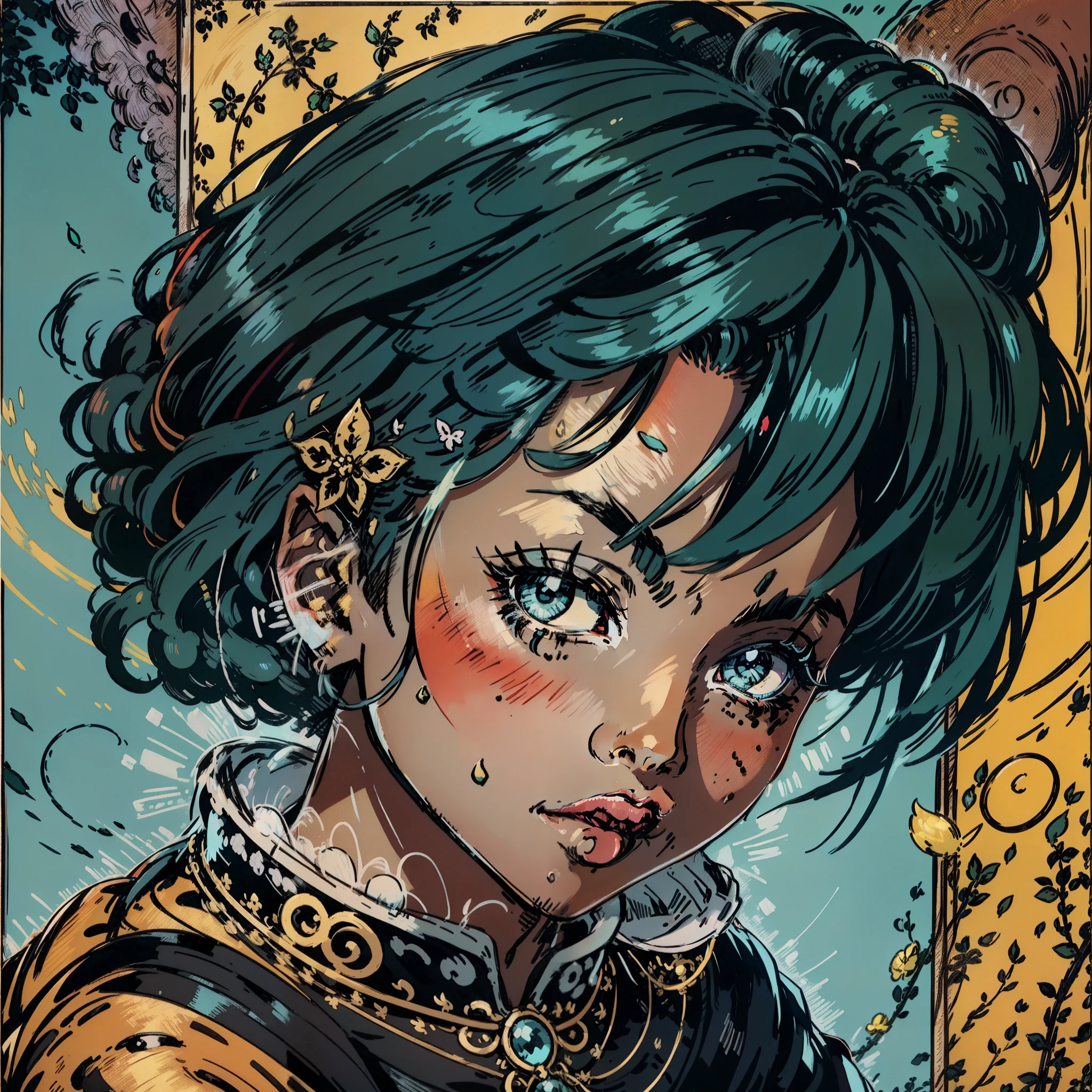 mulheres negras, longe hair, Black eye, beleza,sexy,peito pequeno,princesa,Cabelos pretos,vestido azul claro,Personagem de RPG, Very dark skin, african etnic, nigeriana, Retrato CloseUp, fundo da floresta