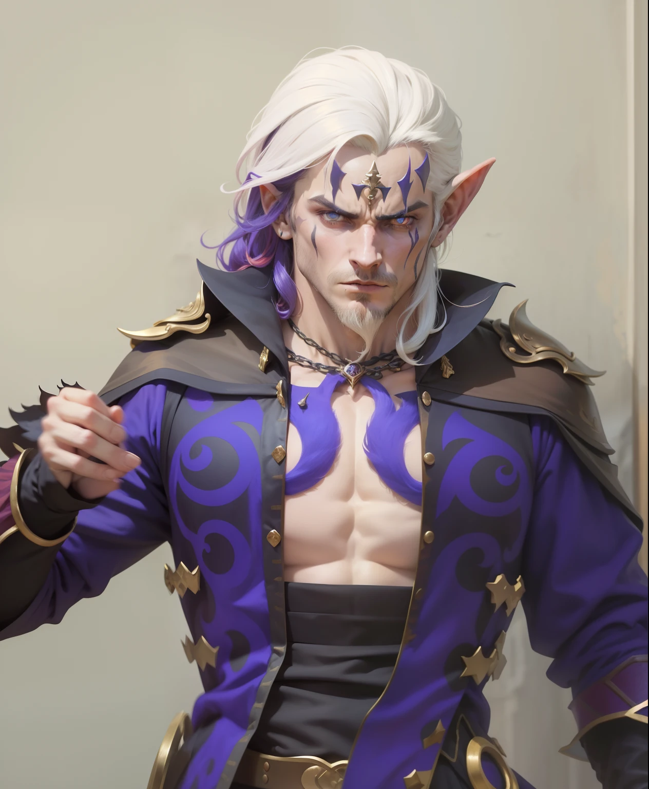 Lefou, demonio, rubro, diabo, Bruxo, roupa de bruxo, ceifador, foice, foice magica, magico, maligno, presas, cabelo branco, olhos vermelhos, olhos de demonio, guerreiro, bruto, mal, monstro.