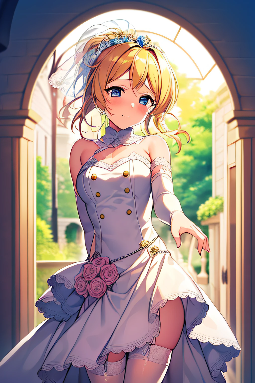(((Best quality))), ((Ultra-detailed)), ((illustration)), ((Disheveled hair)), ((frilld)), (1 girl),(Solo),Wedding,Closed_Mouth,,Looking_at_peeping at the viewer,tearing_Up,Tears,Aggrieved,grievance,