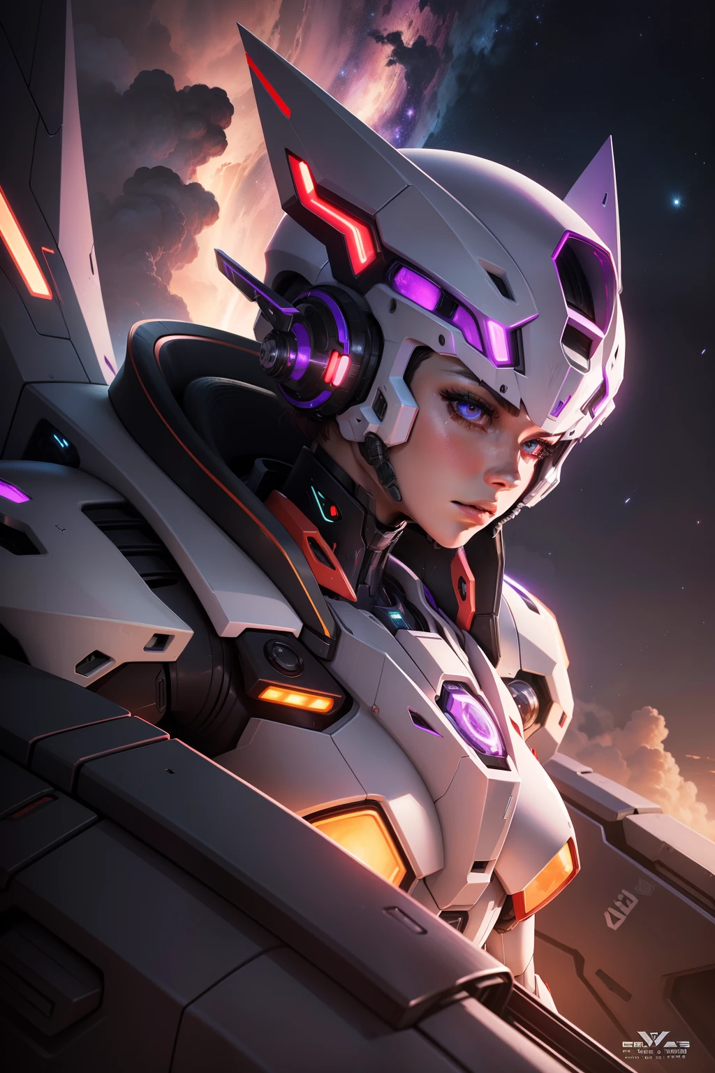 milky ways, Boom, EVA 01, red halo, evagod, evangelionmecha, Science fiction, view the viewer, offcial art, Best quality, Masterpiece, illustration, A high resolution, beautiful abstract background, futurism, cyber punk perssonage, Intense angle, Close-up