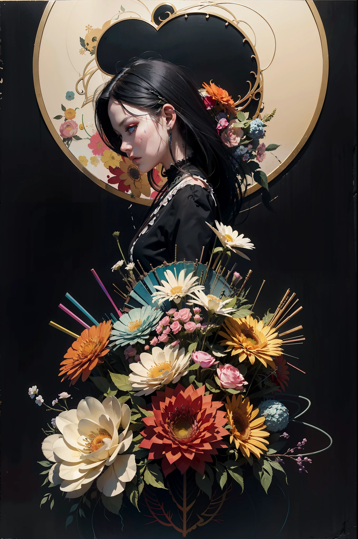 official art, unity 8k wallpaper, ultra detailed, beautiful and aesthetic, masterpiece, best quality, (zentangle, mandala, tangle, entangle), dynamic angle, cowboyshot, the most beautiful form of chaos, elegant, a brutalist designed, vivid colours, romanticism, by james jean, roby dwi antono, ross tran, francis bacon, michal mraz, adrian ghenie, petra cortright, gerhard richter, takato yamamoto, ashley wood, atmospheric, ecstasy of musical notes, streaming musical notes visible