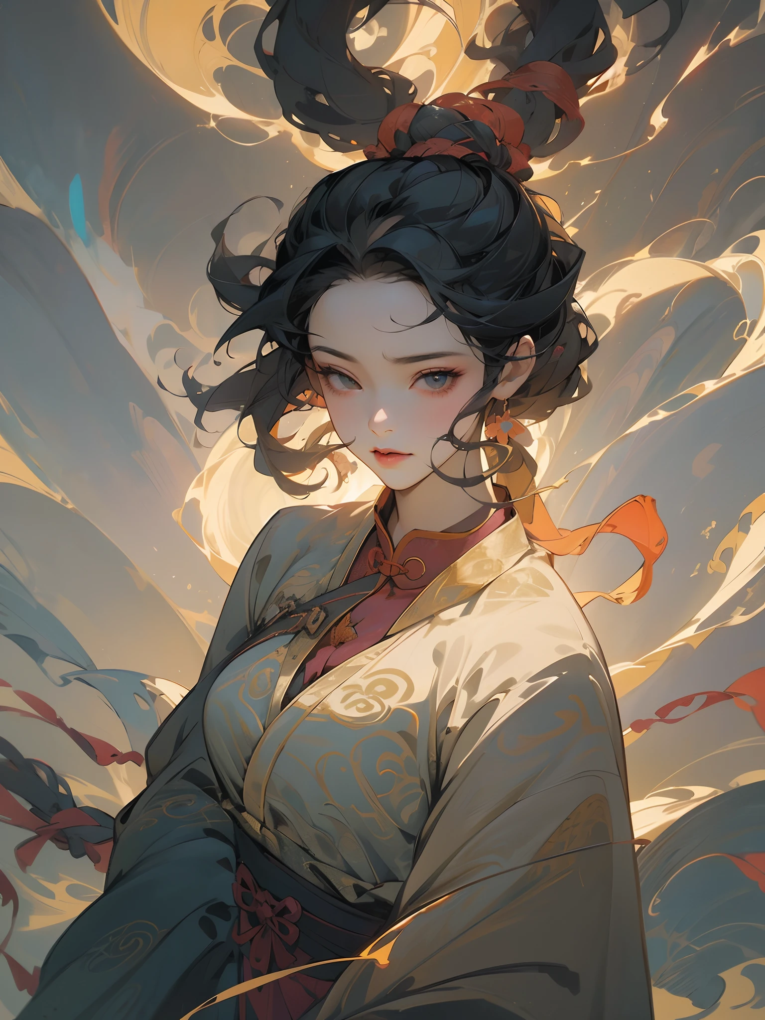 (Bare shoulders:0.85),((glowing ambiance, enchanting glow, luminouslighting, Ethereal atmosphere, A mesmerizing glow, evocative hues, captivating coloration, Dramatic lighting, Enchanting aura)),1girll,Masterpiece,Best quality,1girll,(in clouds of smoke:1.1),(Dynamic smoke is everywhere:1.4),(Upper body:1.2),(1 Chinese pattern in the middle of the girl's forehead),A girl with a weak temperament,,(epic cinematic),Soft natural light,rim-light,Absurd,Amazing,Funny,复杂,ultra - detailed,Pink flowers,pastelcolor,,flor branca,Pink flowers,