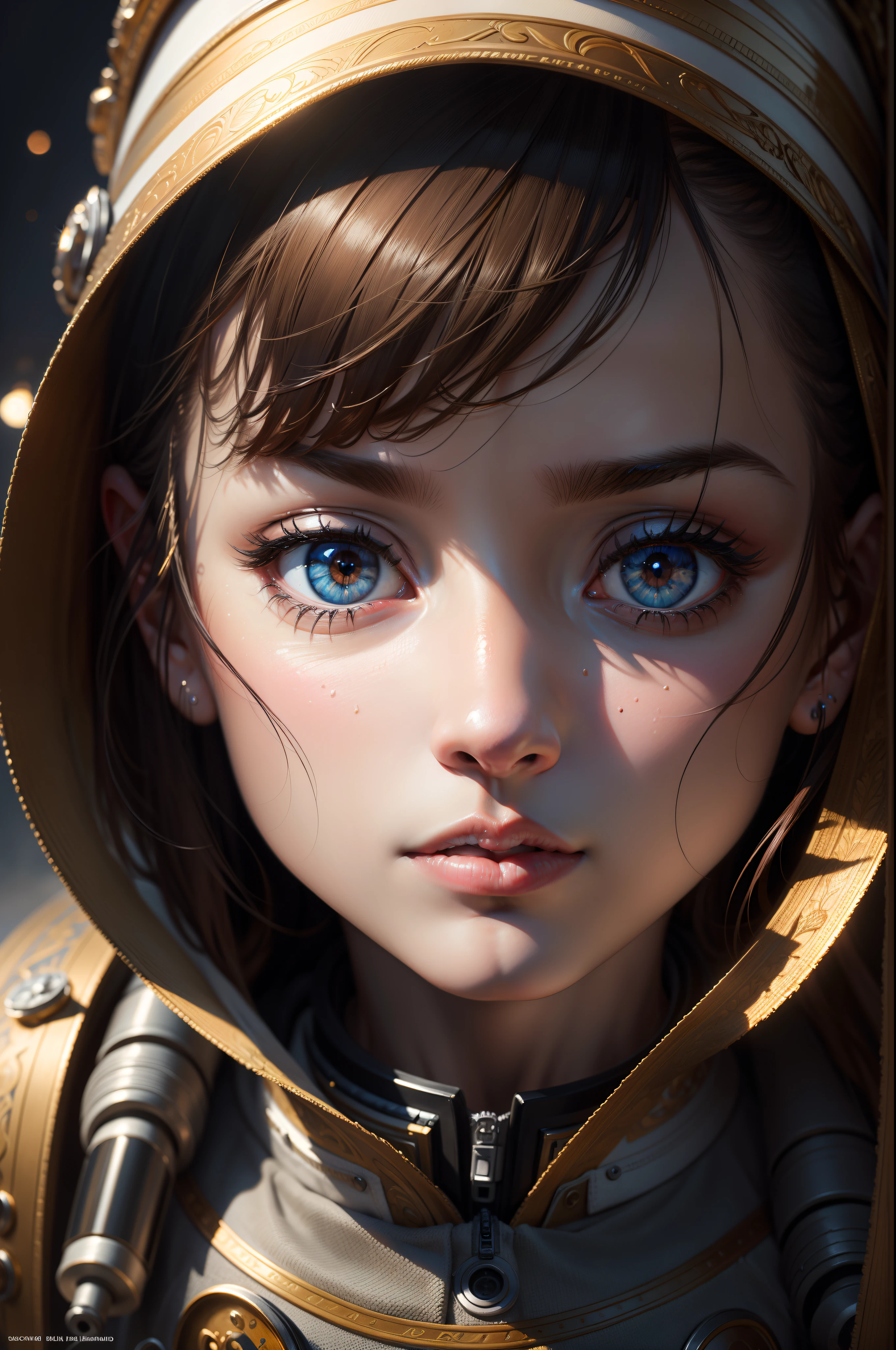 extreme detail, 8k, ultra quality, masterpiece, illustration, photorealistic, hyper realistic, intricate sharp details, dramatic lighting, oil painting, detailed eyes, detailed face, 2 kids astronauts in open space
