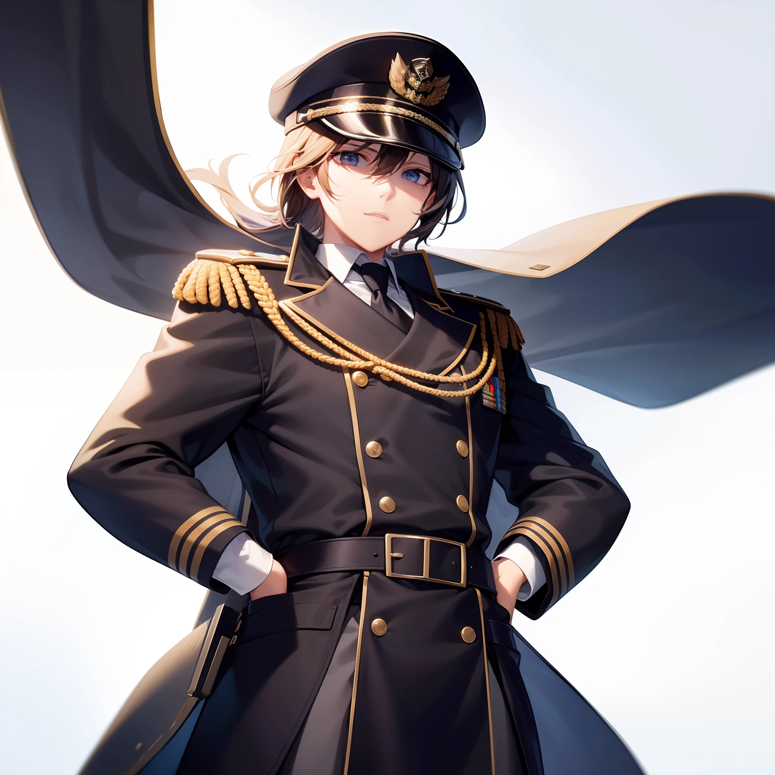 Military officer on white background