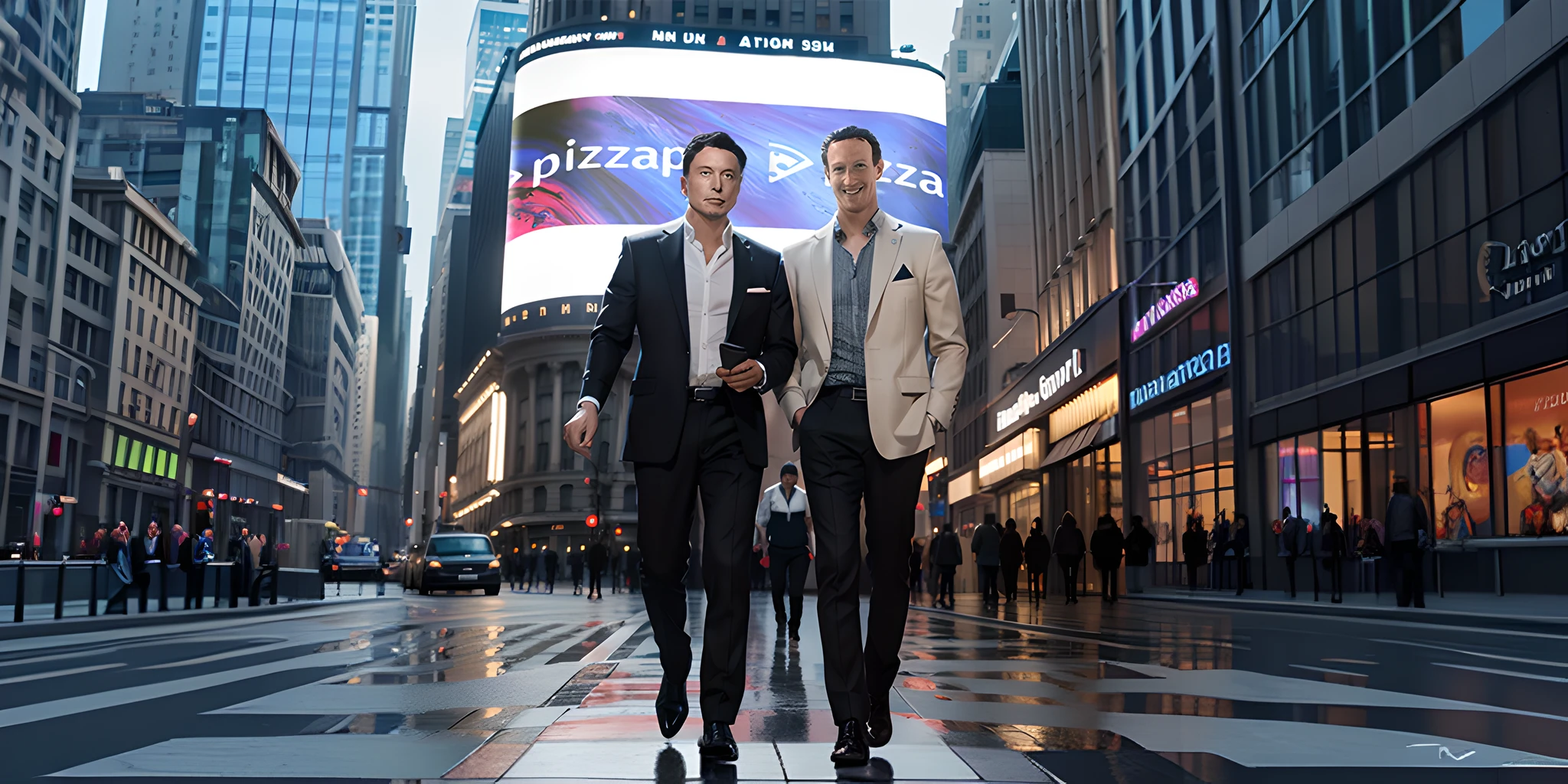 (Masterpiece),(Best quality),(Ultra-detailed), Fifth Avenue,advertising billboard,large screens