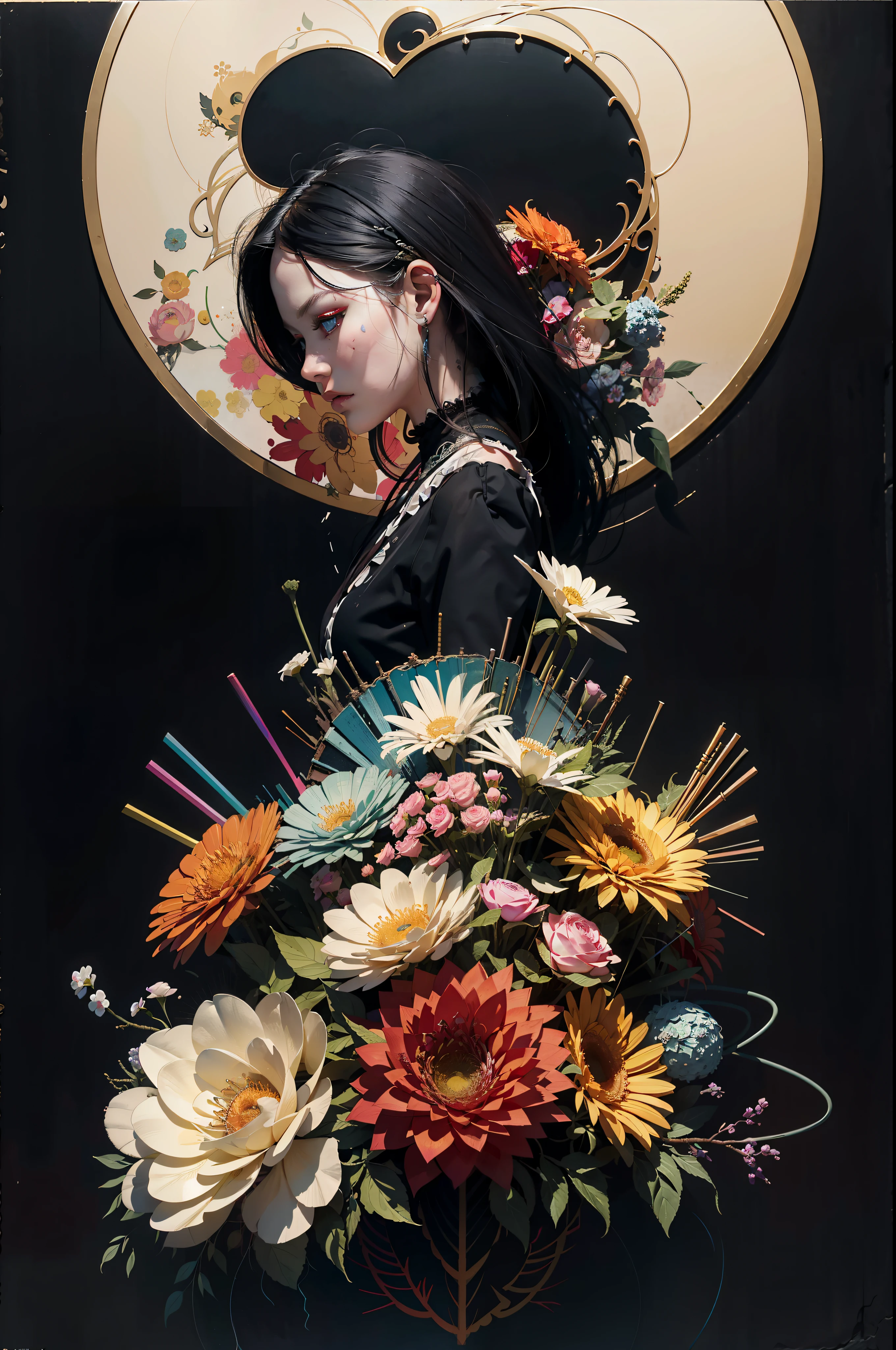 official art, unity 8k wallpaper, ultra detailed, beautiful and aesthetic, masterpiece, best quality, (zentangle, mandala, tangle, entangle), dynamic angle, cowboyshot, the most beautiful form of chaos, elegant, a brutalist designed, vivid colours, romanticism, by james jean, roby dwi antono, ross tran, francis bacon, michal mraz, adrian ghenie, petra cortright, gerhard richter, takato yamamoto, ashley wood, atmospheric, ecstasy of musical notes, streaming musical notes visible