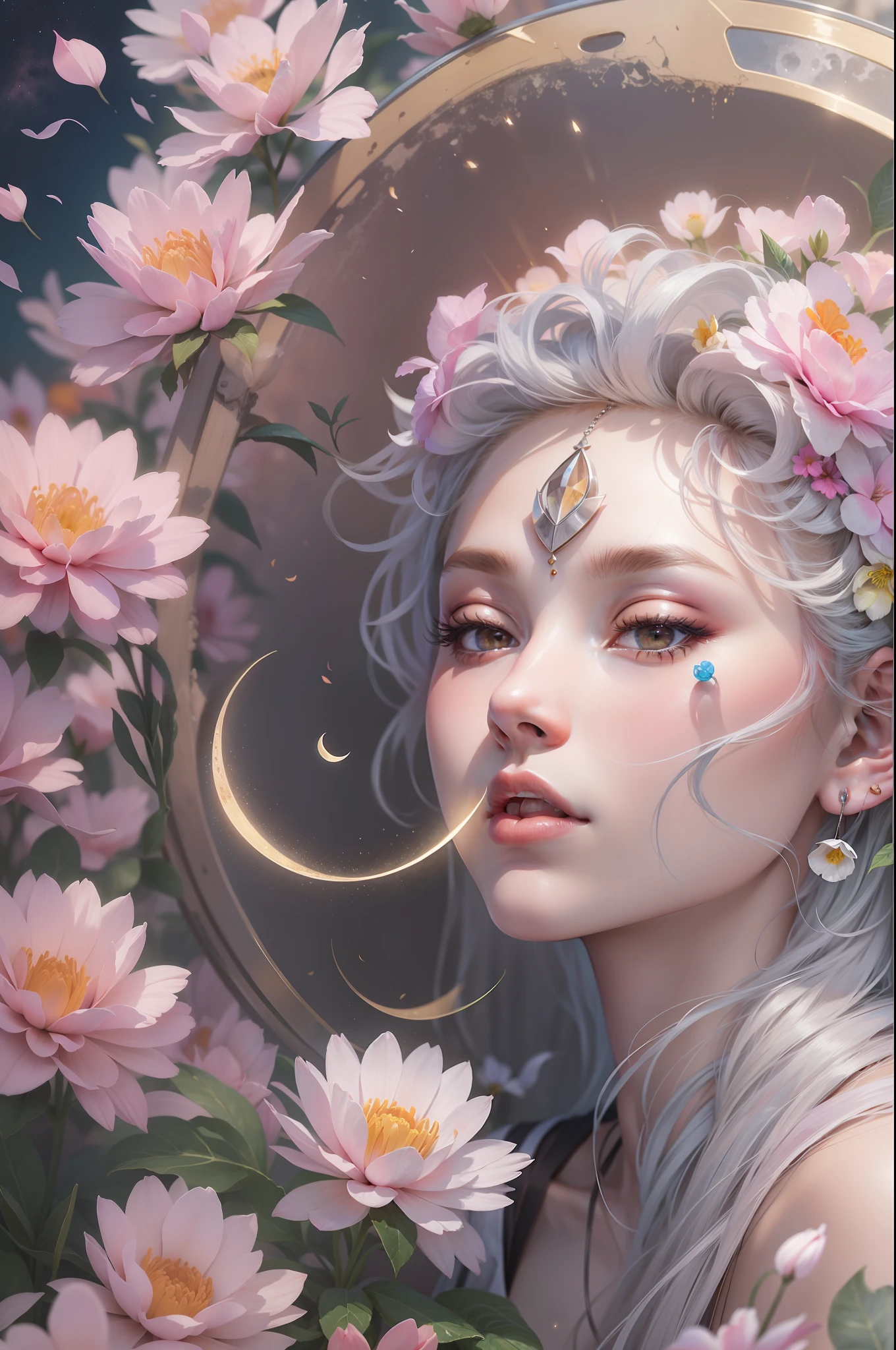 breathtaking beauty,Closed moon shame flower,a person