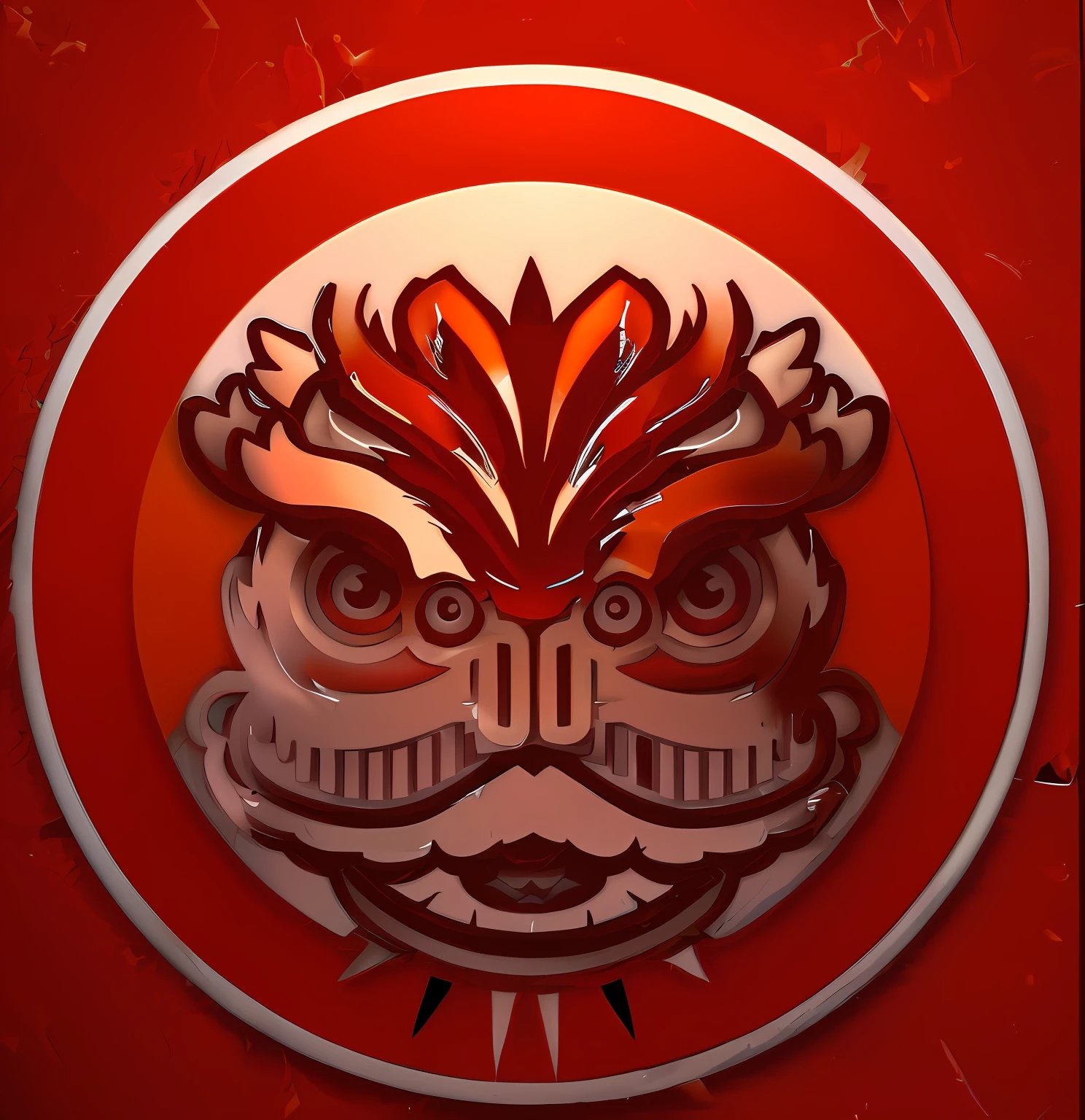 A close-up of a color picture of the face, anonymous lion face, symmetrical sticker design, third lion head, samurai mask, oni mask, Dragon face, Vector stickers, sticker design, 中 国 鬼 节, inspired by Edo Murtić, Sticker design vector art, Color vector art, lion head