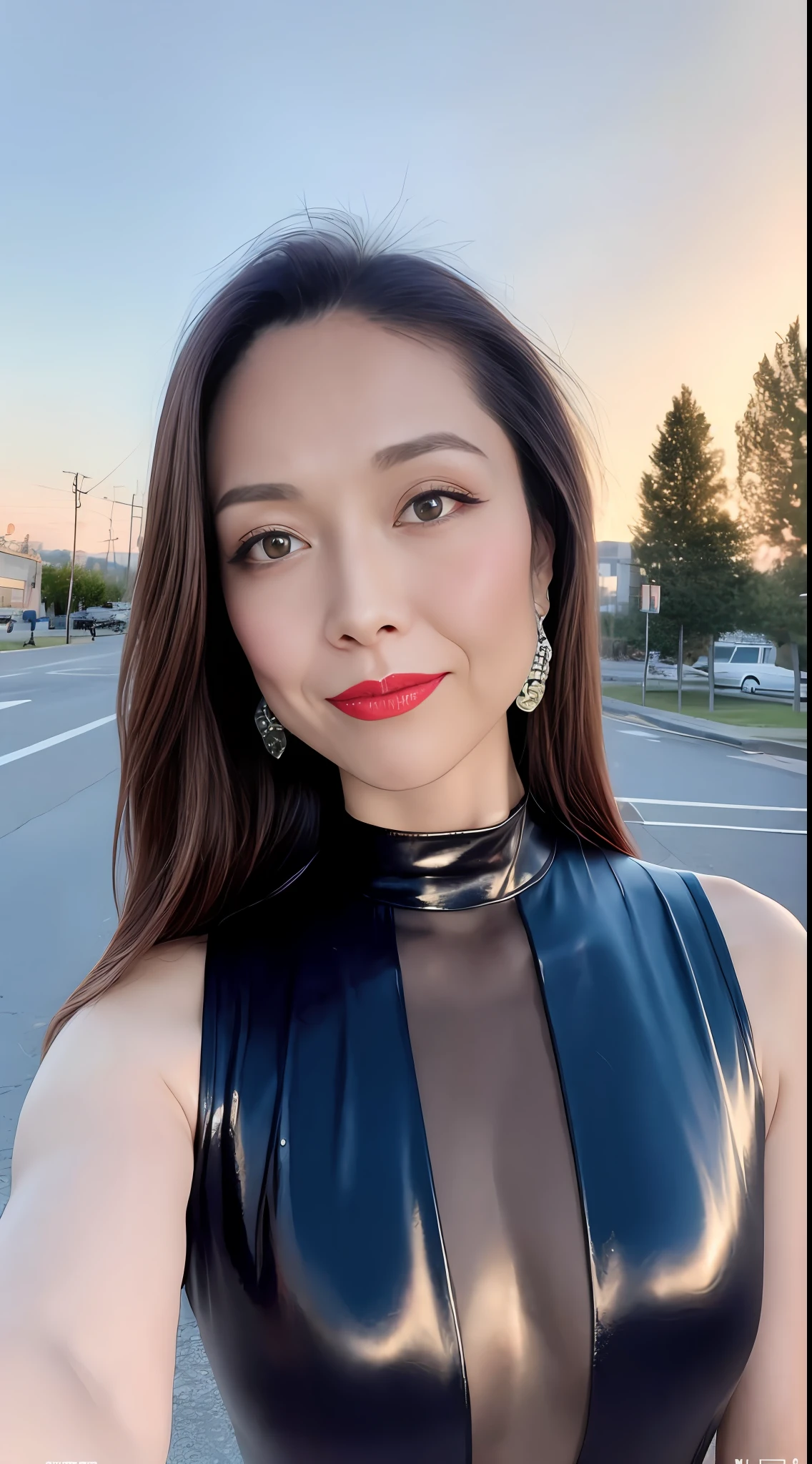 Woman posing on street corner at night in sequin tight dress, of the highest quality, High resolution, 8K, girl, 1 person, (Huge breasts), Daytime, Bright, plein air, (Street: 0.8), (People, Large crowds: 1), (Heavy, Fat body: 1.4), ( plus size model), makeup, (lip stick: 1.1), (eye line: 1.2), mascara, eyeshadows, , Thin dress: 1.5, High Neck Dresses: 1.5, ), Gorgeous, (Medium Hair), Beautiful detailed sky, Beautiful earrings, (Dynamic Pose: 0.8), (Upper body: 1.2), Soft lighting, Wind, Shiny skin, Gaze,