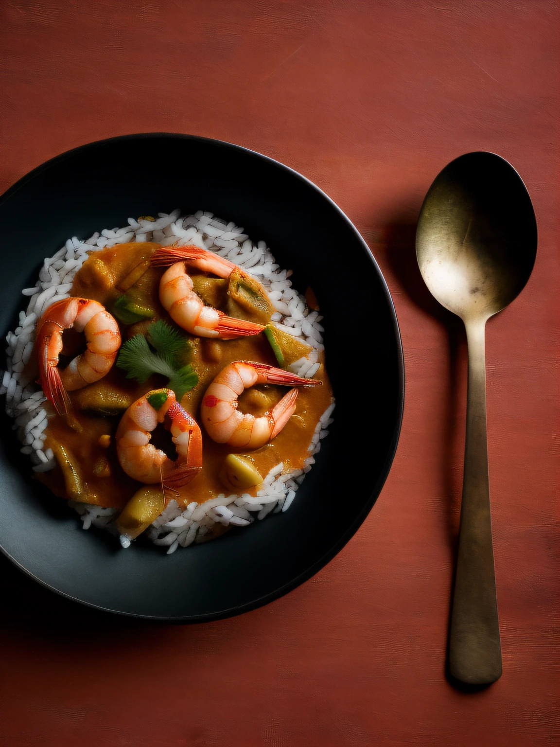 bird eye shot of a prawn curry