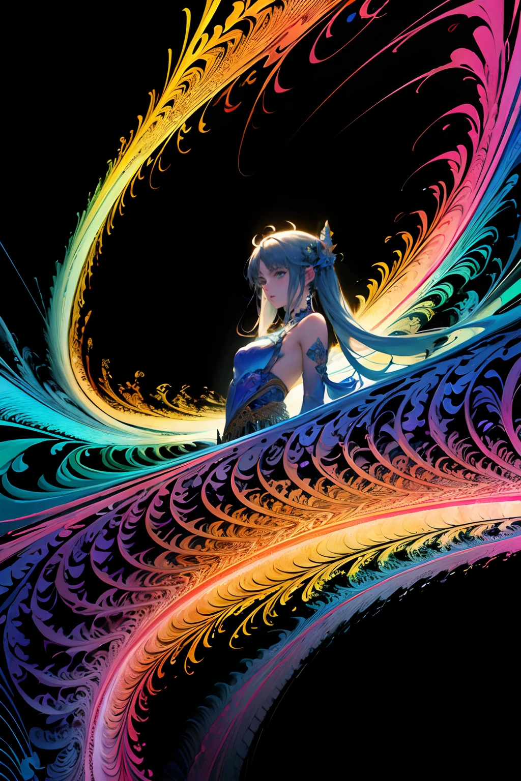 (masterpiece, top quality, best quality, official art, beautiful and aesthetic:1.2), (1girl), extreme detailed,(fractal art:1.3),colorful,highest detailed