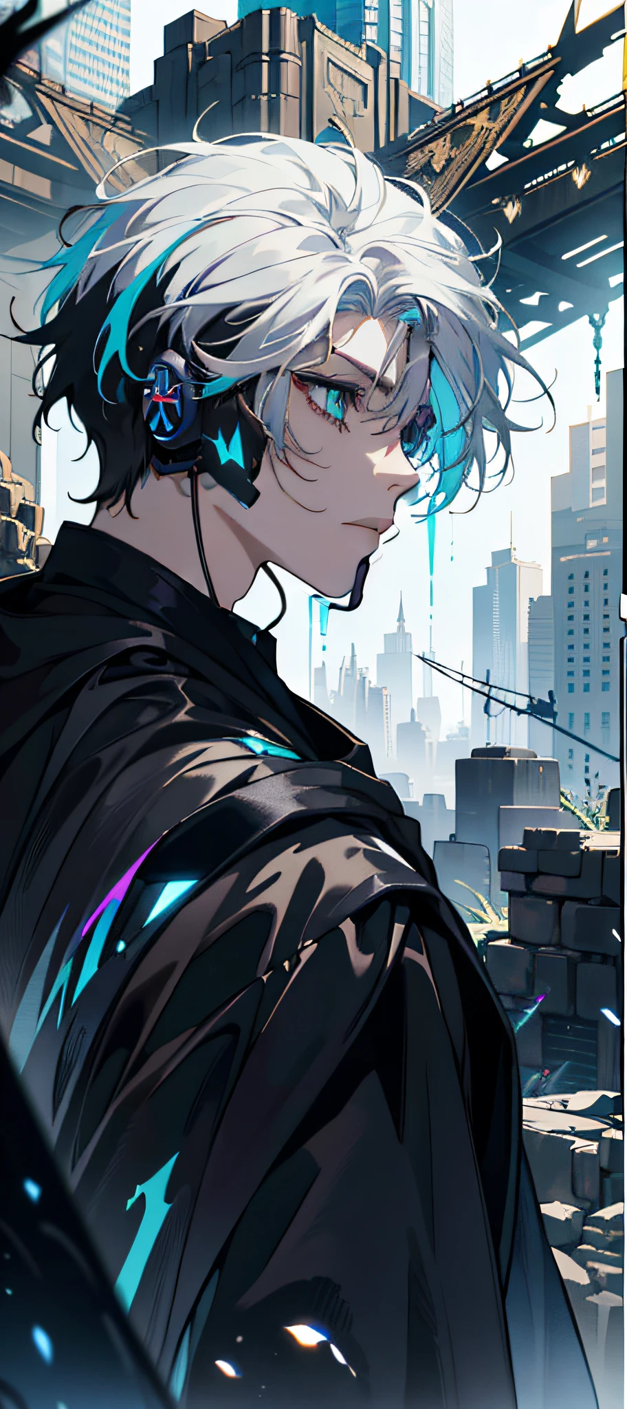 A cyberpunk-style eye and headset。