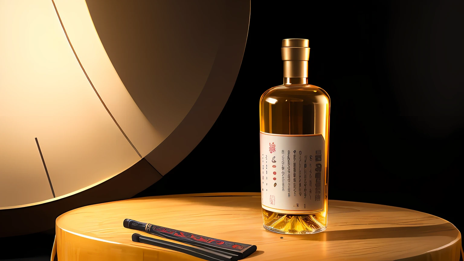 There was a bottle of white wine and a wine glass on the table,   high resolution product photo, sake, commercial product photography, Ancient sword, Inspired by Gong Li, highly detailed product photo, high detail product photo, miniature product photo, By Shen Quan, detailed product photo, Product photography, sichuan, inspired by Kanō Shōsenin, Close up wine bottle