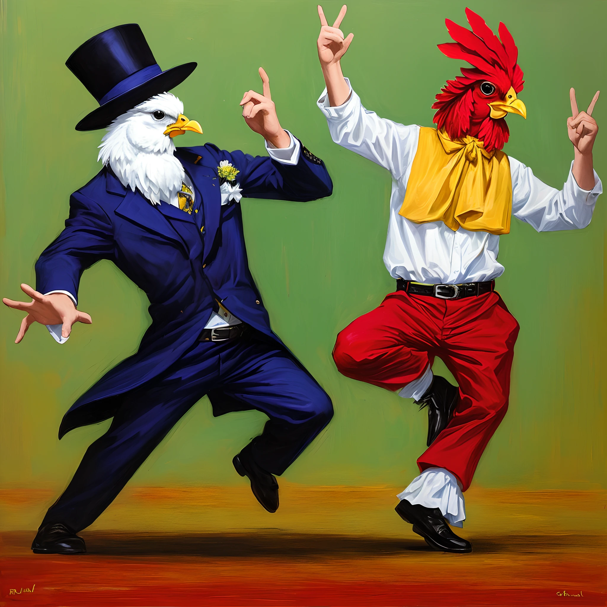 Brother Chicken is dancing