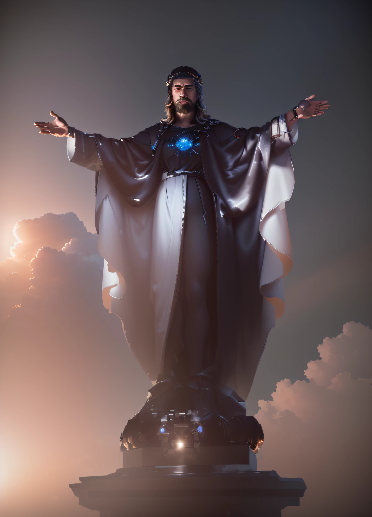 ((best qualtiy)), ((tmasterpiece)), (the detail:1.4), 3D, A perfect image of Jesus,HDR(HighDynamicRange),Ray traching,NVIDIA RTX,Super-Resolution,Unreal 5,Subsurface scattering、PBR Texture、post-proces、Anisotropy Filtering、depth of fields、maximum definition and sharpness、Many-Layer Textures、Albedo e mapas Speculares、Surface Coloring、Accurate simulation of light-material interactions、perfectly proportions、Octane Render、Two-colored light、largeaperture、Low ISO、White balance、the rule of thirds、8K RAW、