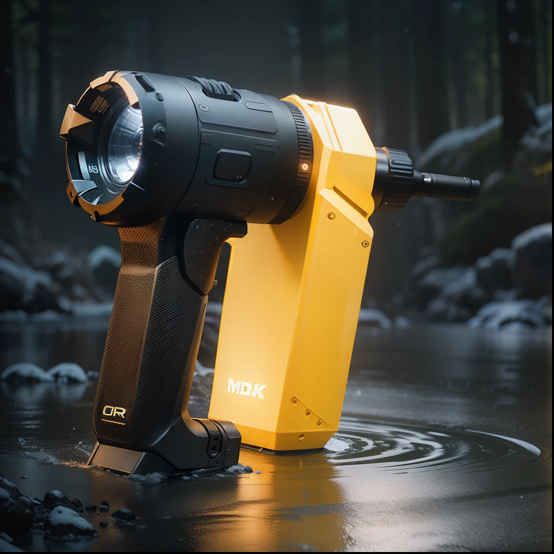 Design an outdoor flashlight with hardcore tough technology 8K rich in detail