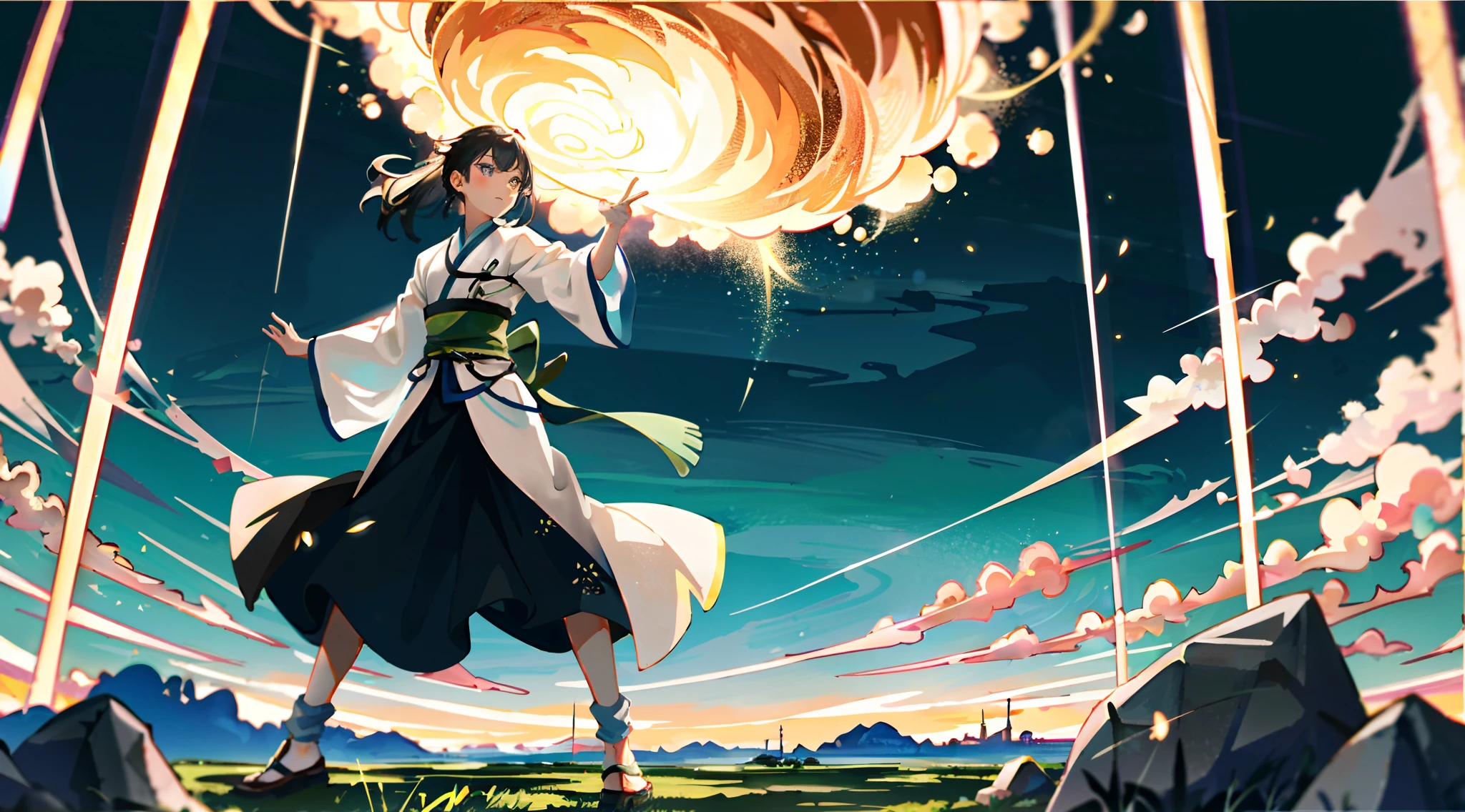 Swirling golden light