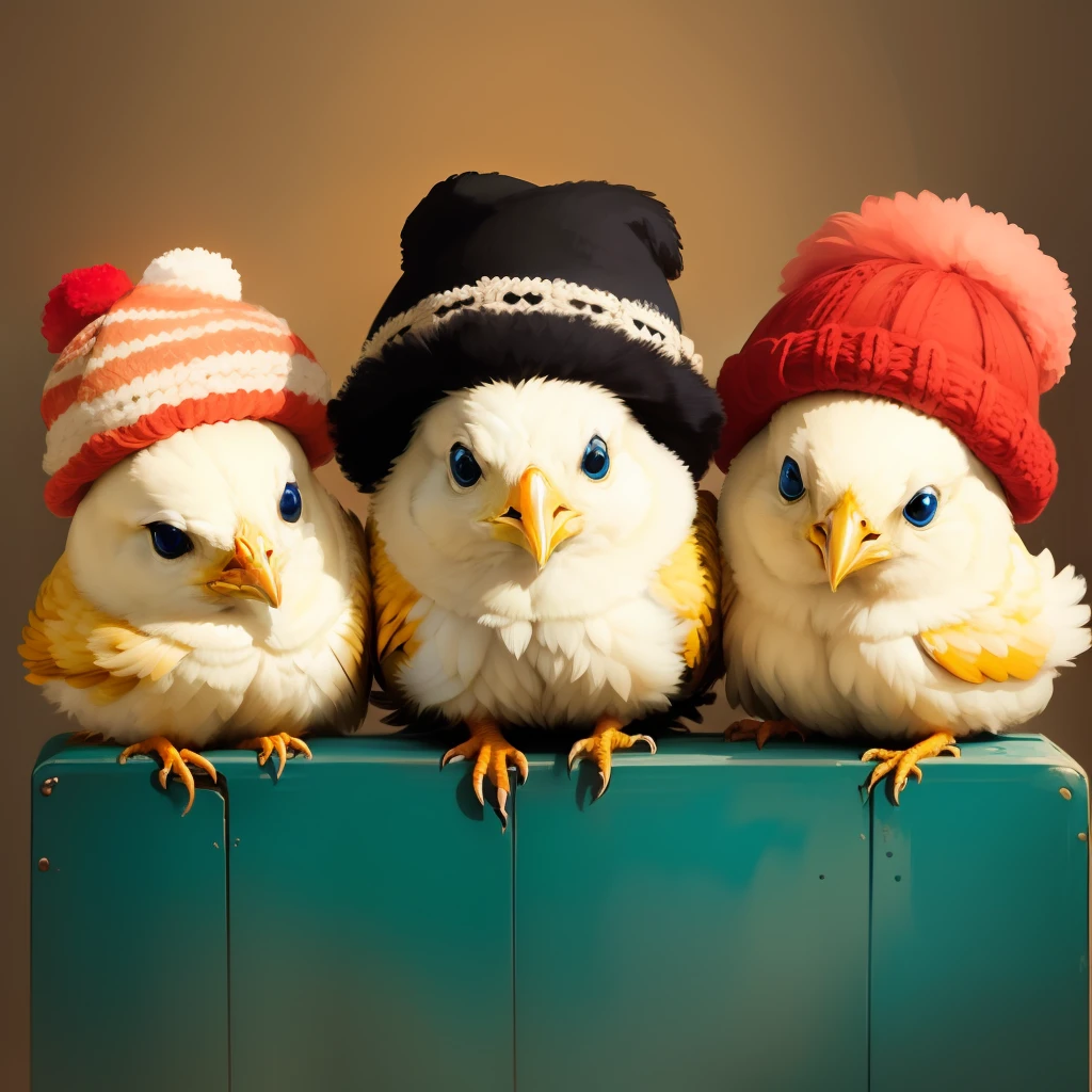 Chicks in hats