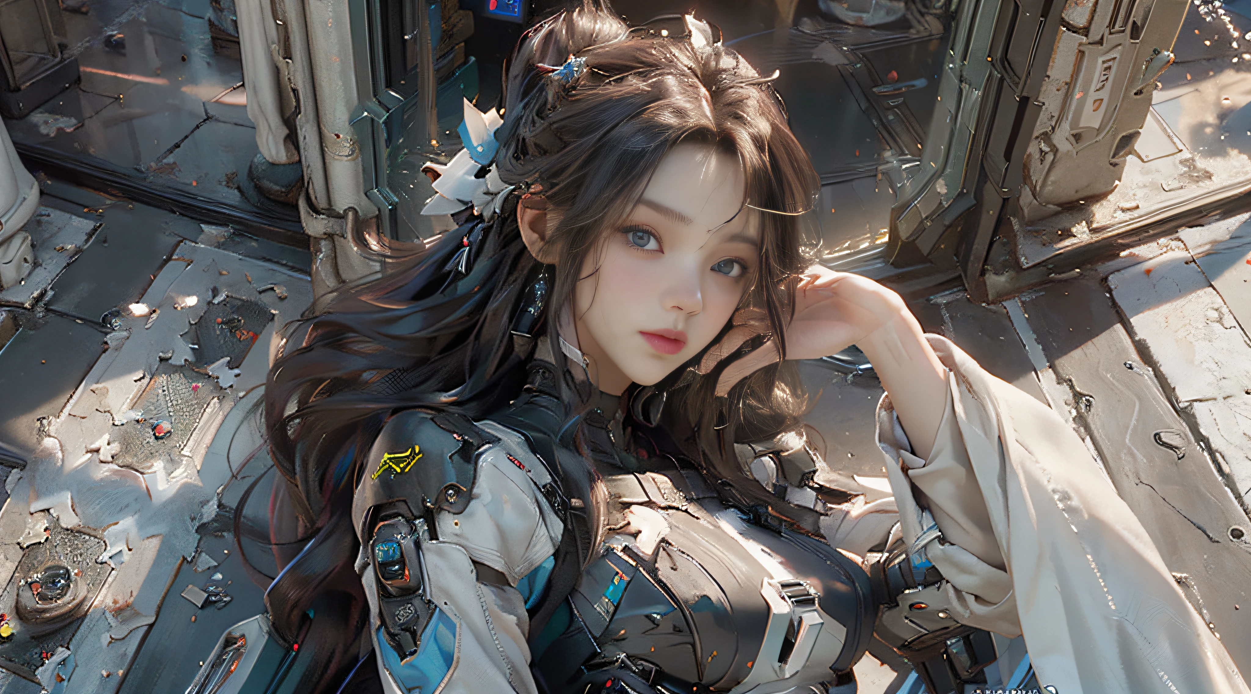 ((Best quality)), ((masterpiece)), (detailed:1.4), 3D, an image of a beautiful cyberpunk female,HDR (High Dynamic Range),Ray Tracing,NVIDIA RTX,Super-Resolution,Unreal 5,Subsurface scattering,PBR Texturing,Post-processing,Anisotropic Filtering,Depth-of-field,Maximum clarity and sharpness,Multi-layered textures,Albedo and Specular maps,Surface shading,Accurate simulation of light-material interaction,Perfect proportions,Octane Render,Two-tone lighting,Wide aperture,Low ISO,White balance,Rule of thirds,8K RAW,
