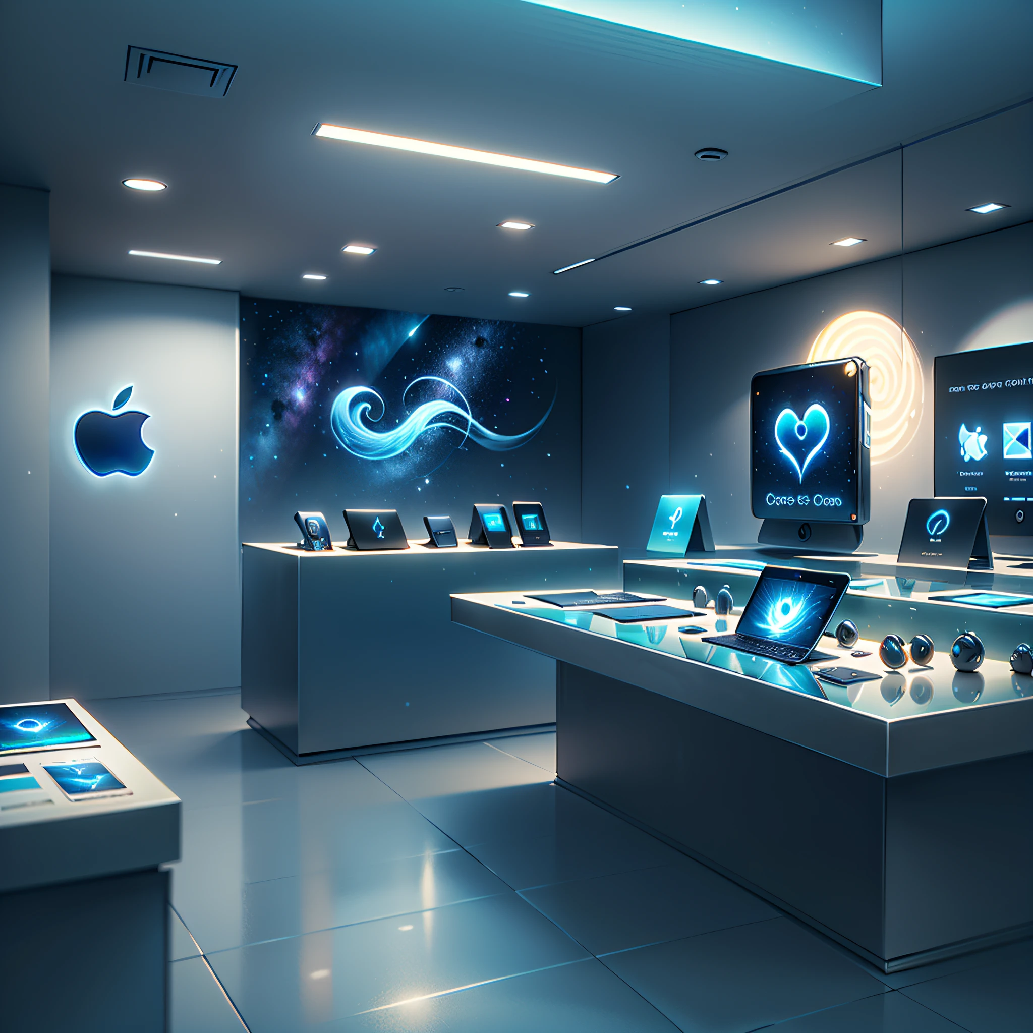 Apple Store icon，There was no one，sci-fy，Artistically，blue colors