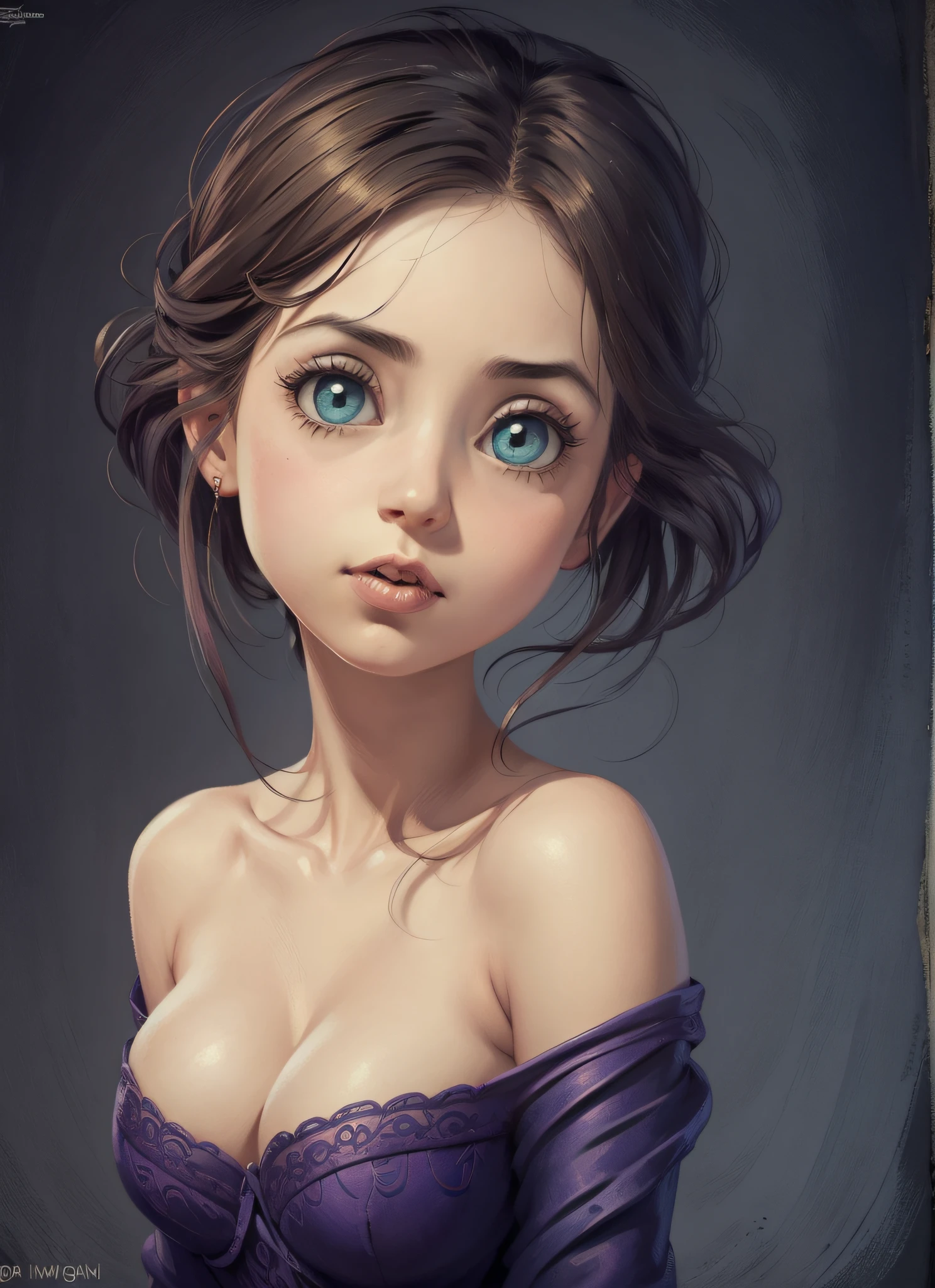mejor calidad, obra maestra, (realista: 1.2), Deamical portrait 1 girl, con enormes ojos realistas, Teaching erect breasts, desnuda, estilo pixar, por tim burton